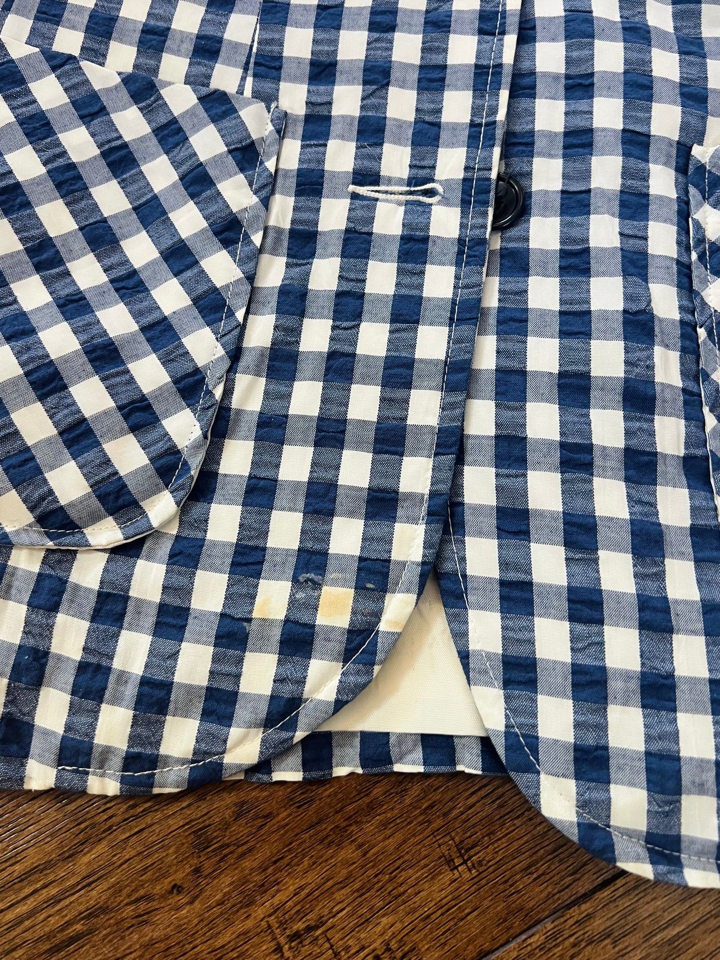 Vintage Alex Colman California Blue Gingham Blazer and Trousers Set