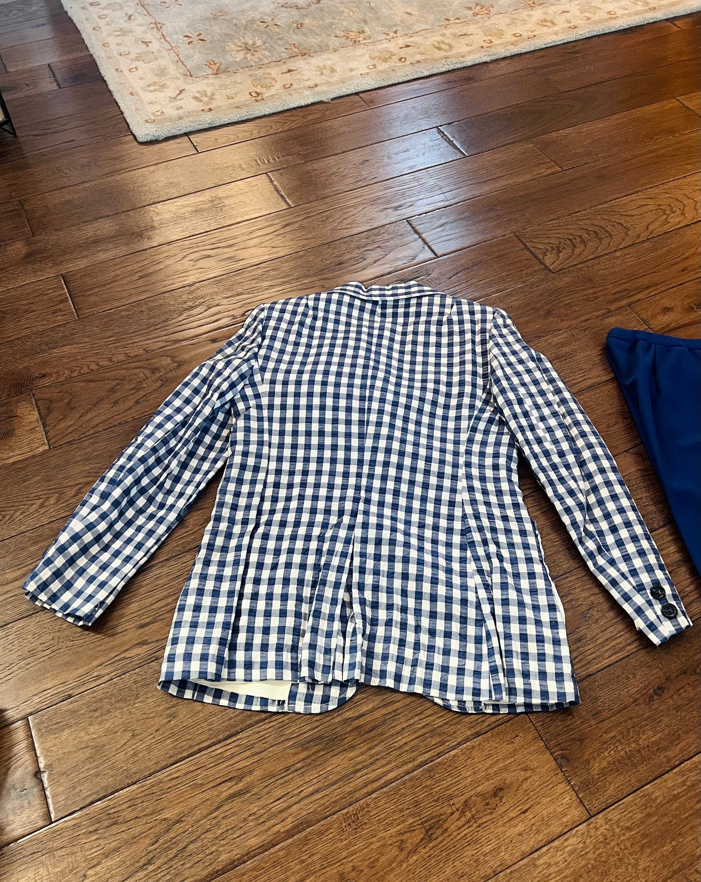 Vintage Alex Colman California Blue Gingham Blazer and Trousers Set