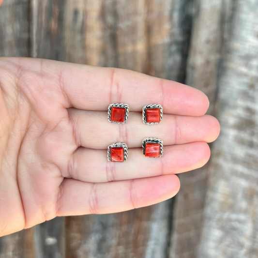 Genuine Red Spiny Oyster Square Studs