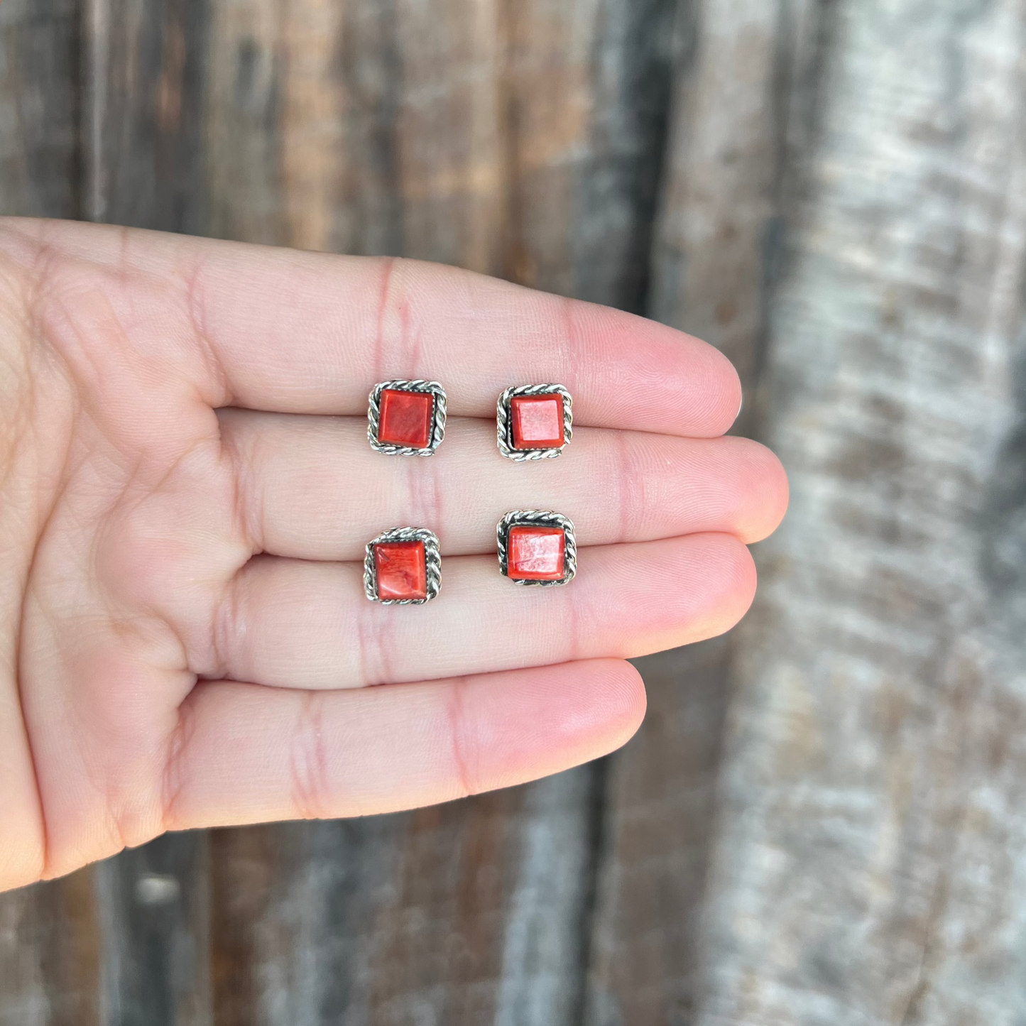 Genuine Red Spiny Oyster Square Studs