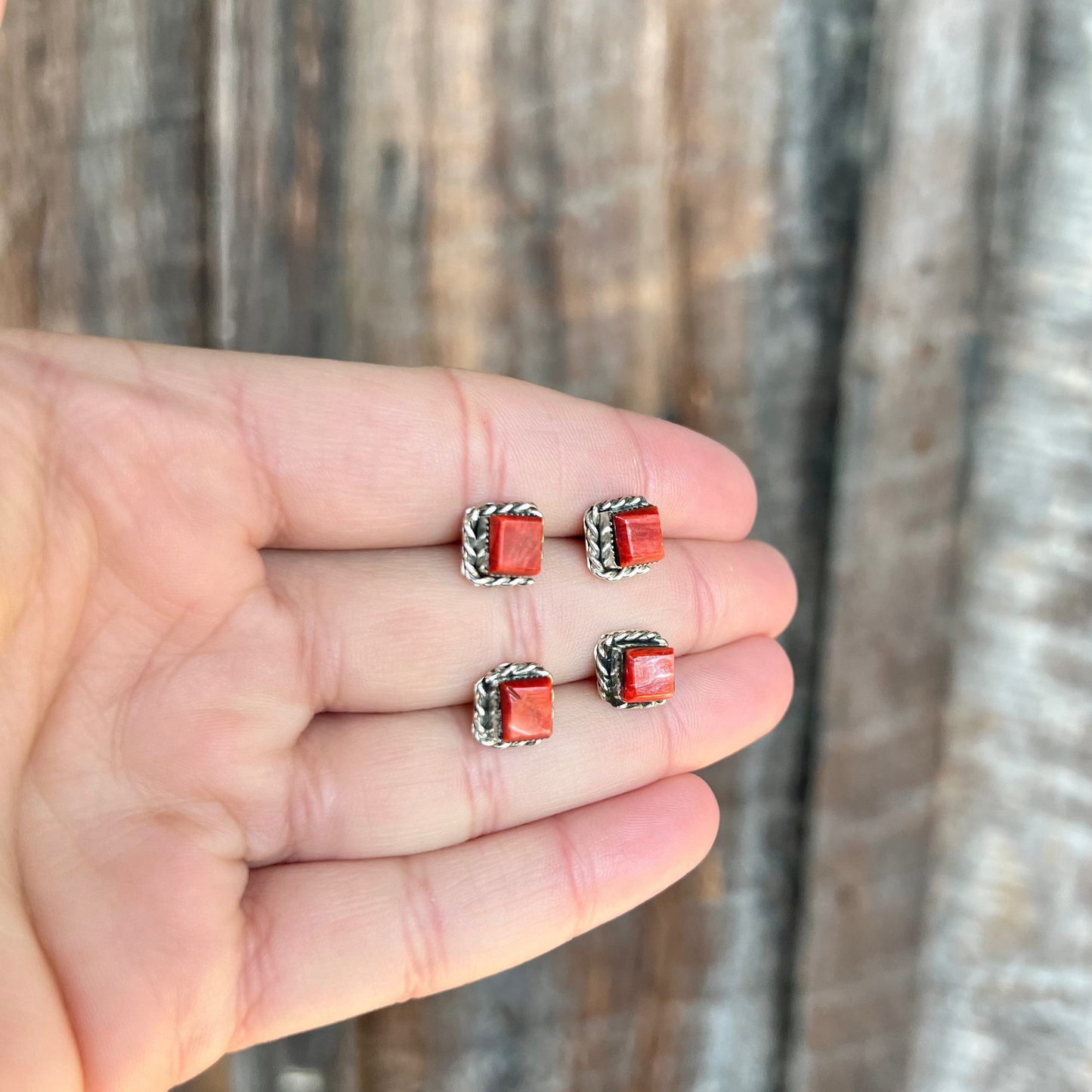 Genuine Red Spiny Oyster Square Studs