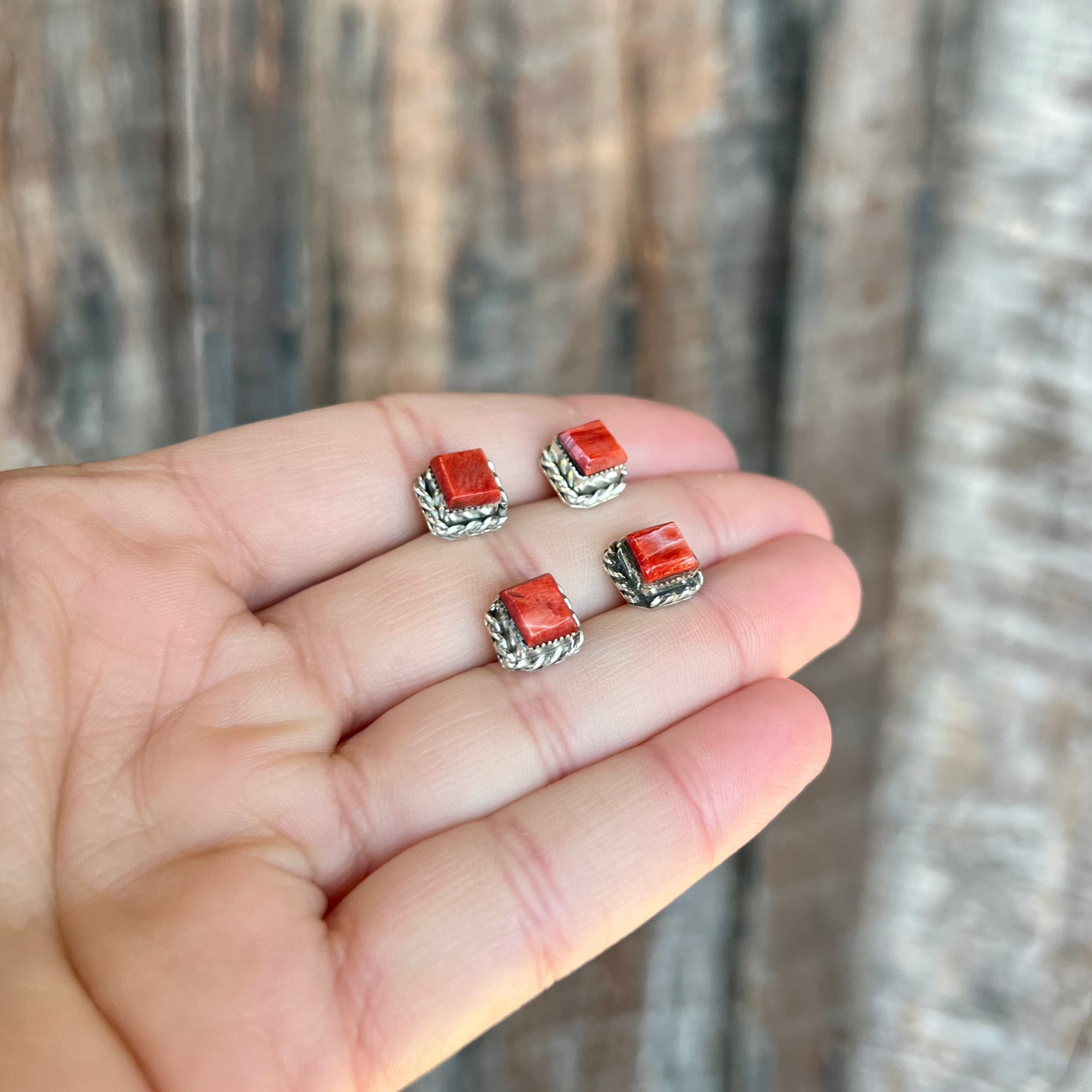 Genuine Red Spiny Oyster Square Studs