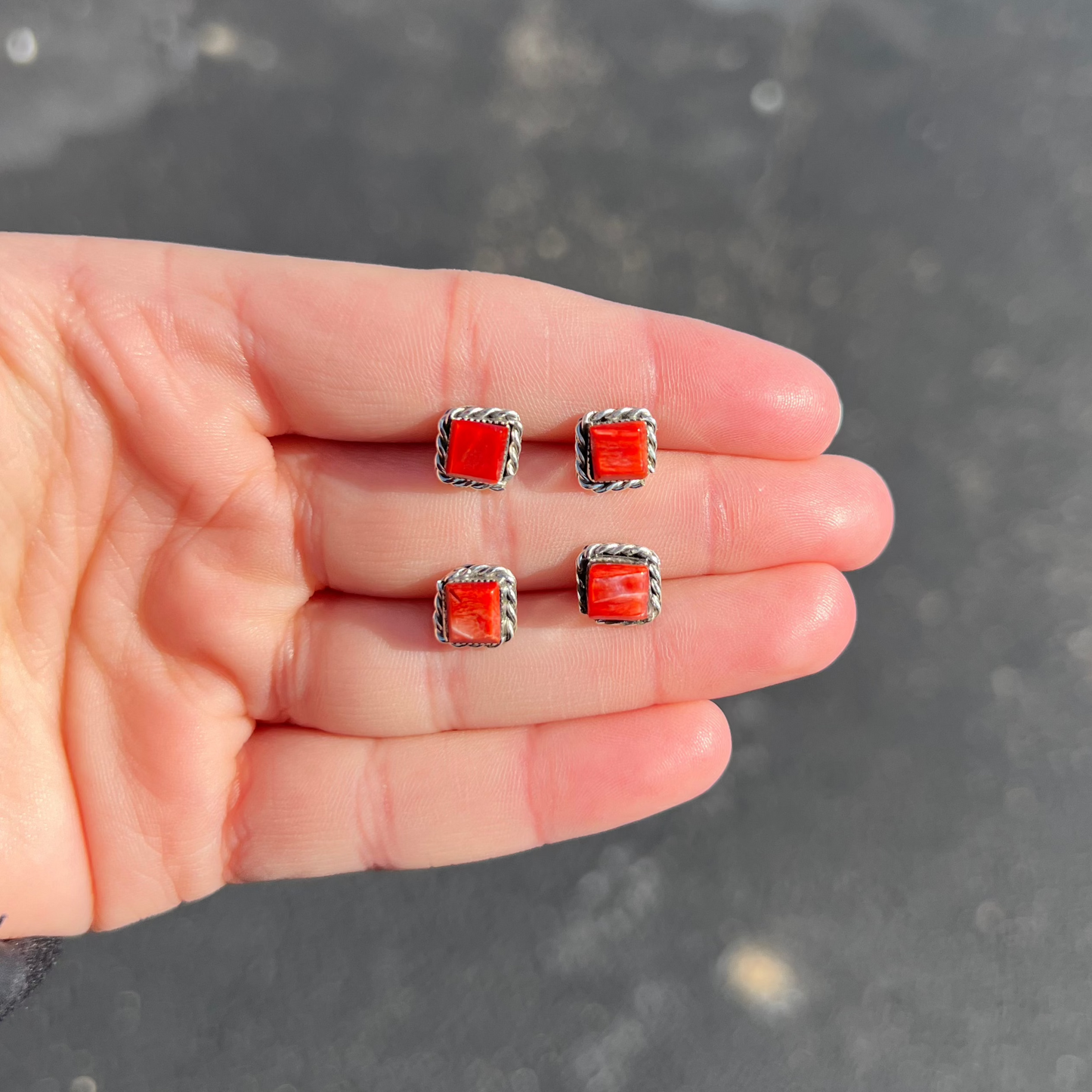 Genuine Red Spiny Oyster Square Studs