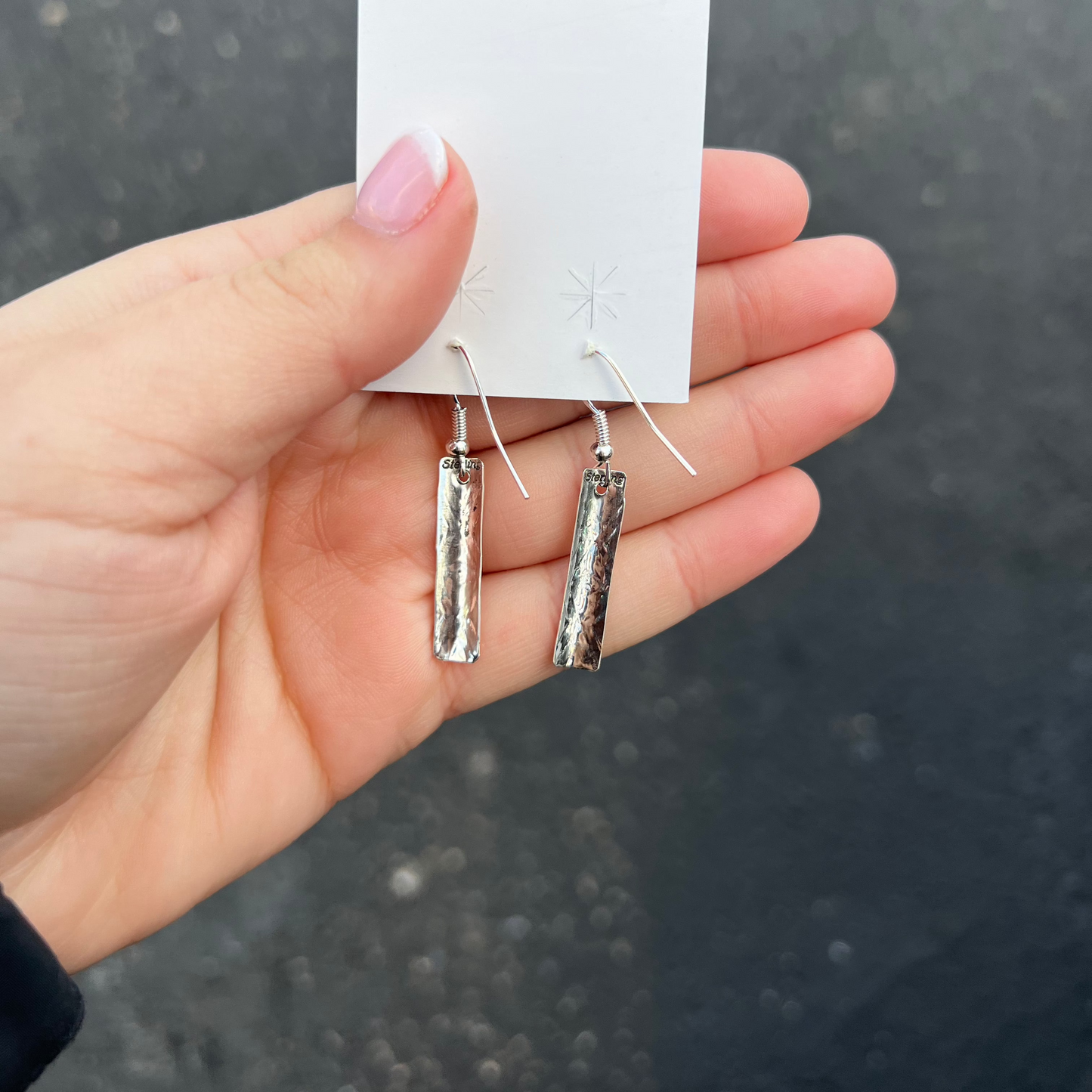 Sterling Silver Etched and Stamped Earrings