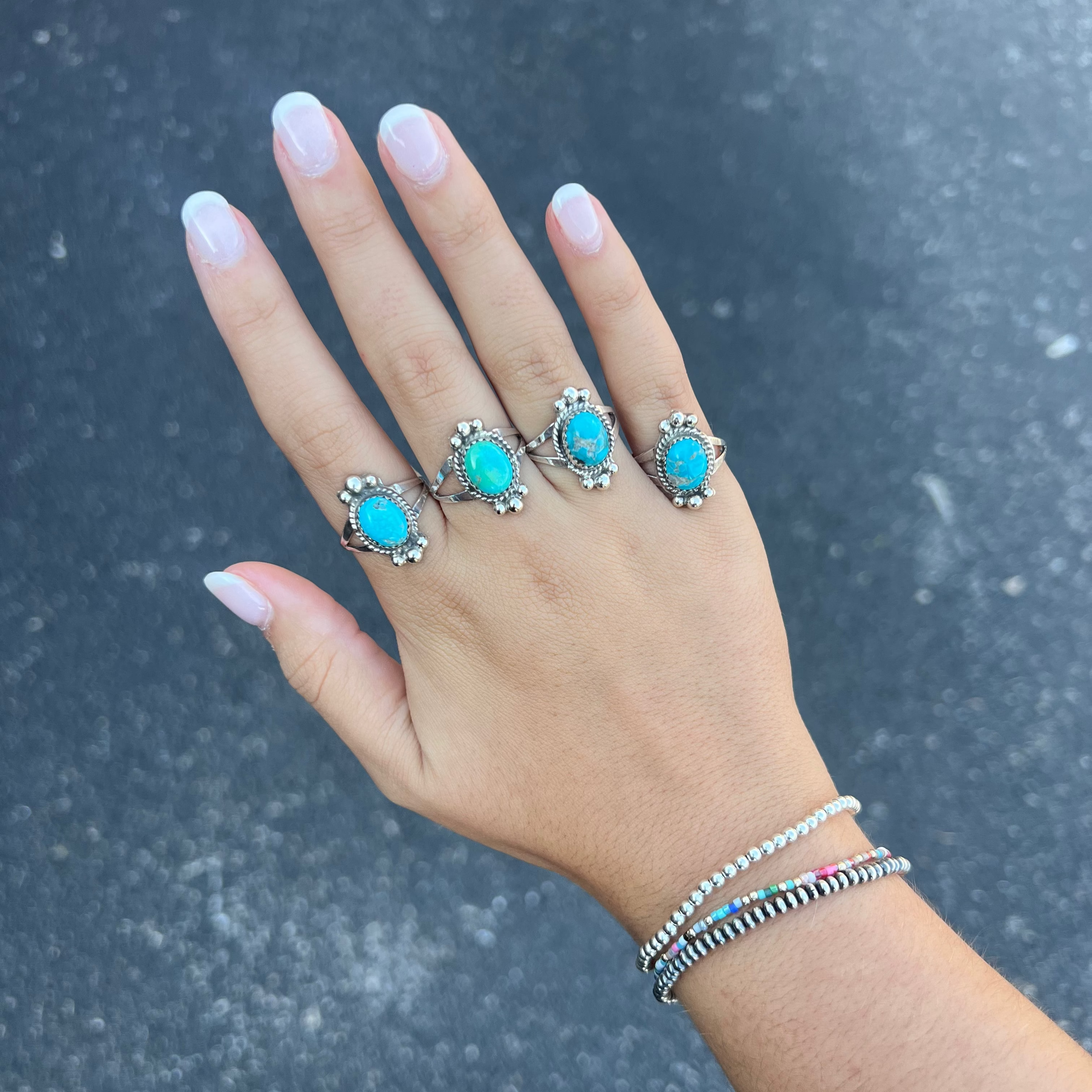 Kaliman Rings The Kali Genuine Kingman Turquoise Sterling Silver Ring – The Olde ...