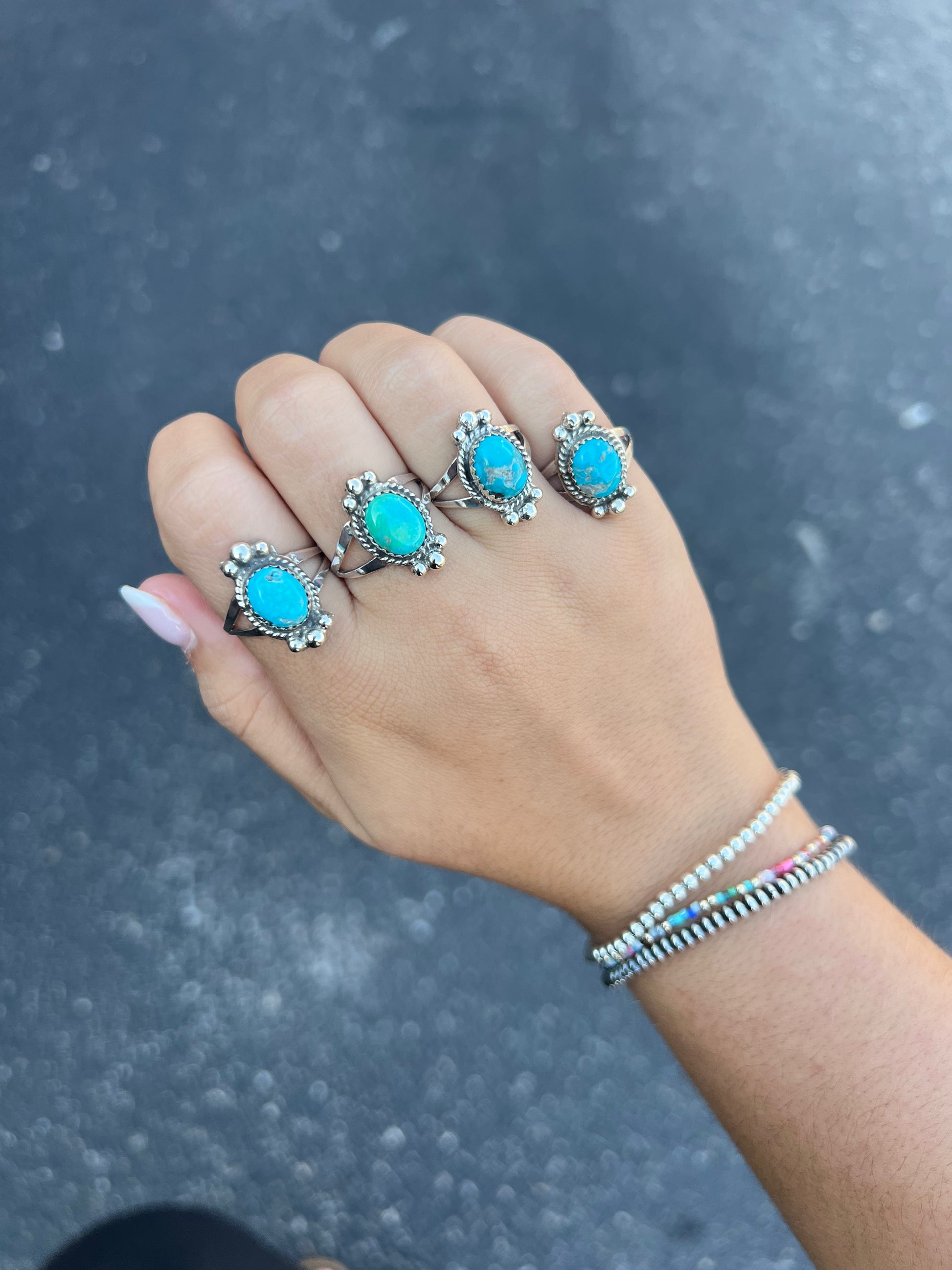 Kaliman Rings The Kali Genuine Kingman Turquoise Sterling Silver Ring – The Olde ...