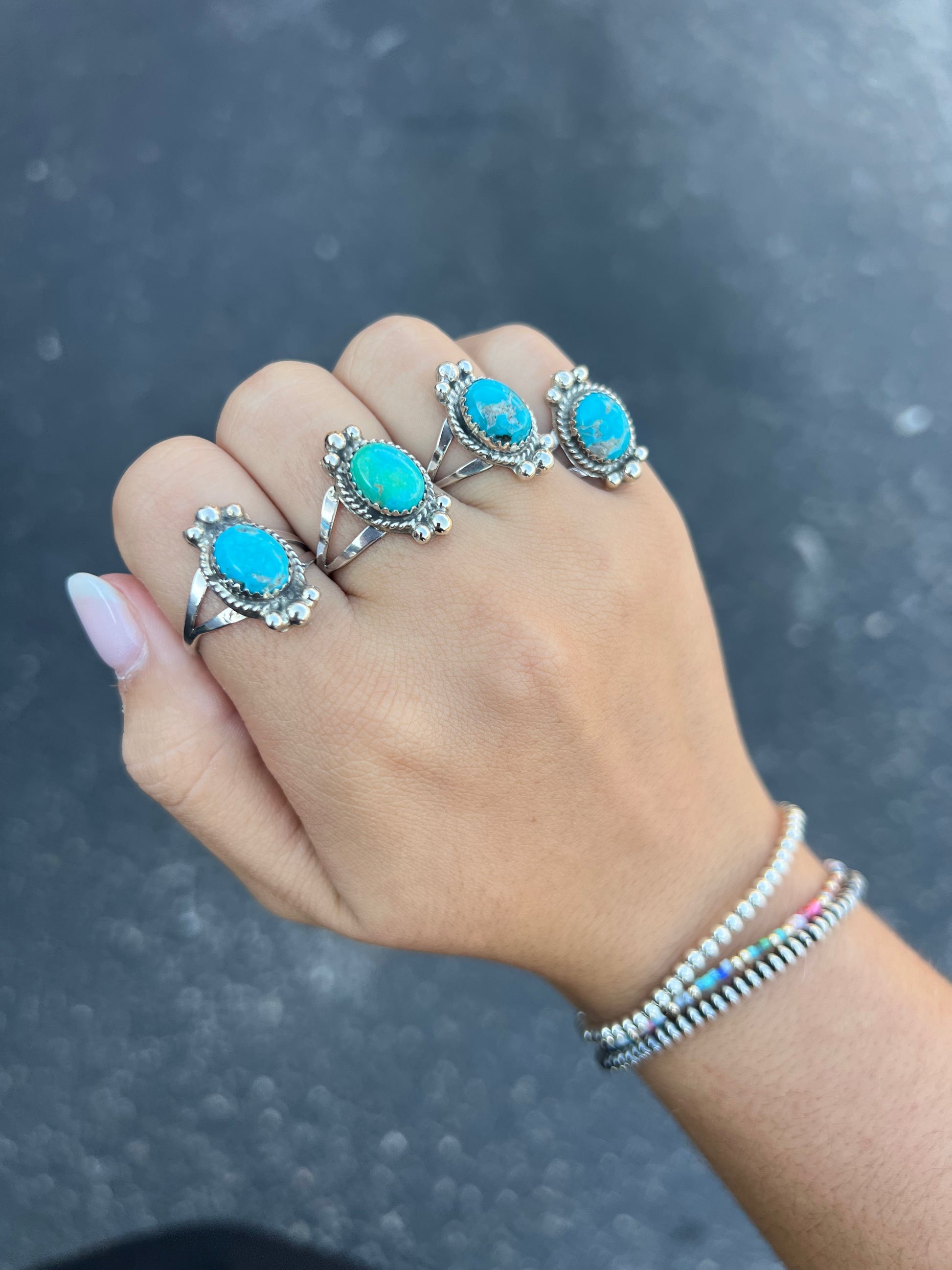 Kaliman Rings The Kali Genuine Kingman Turquoise Sterling Silver Ring – The Olde ...