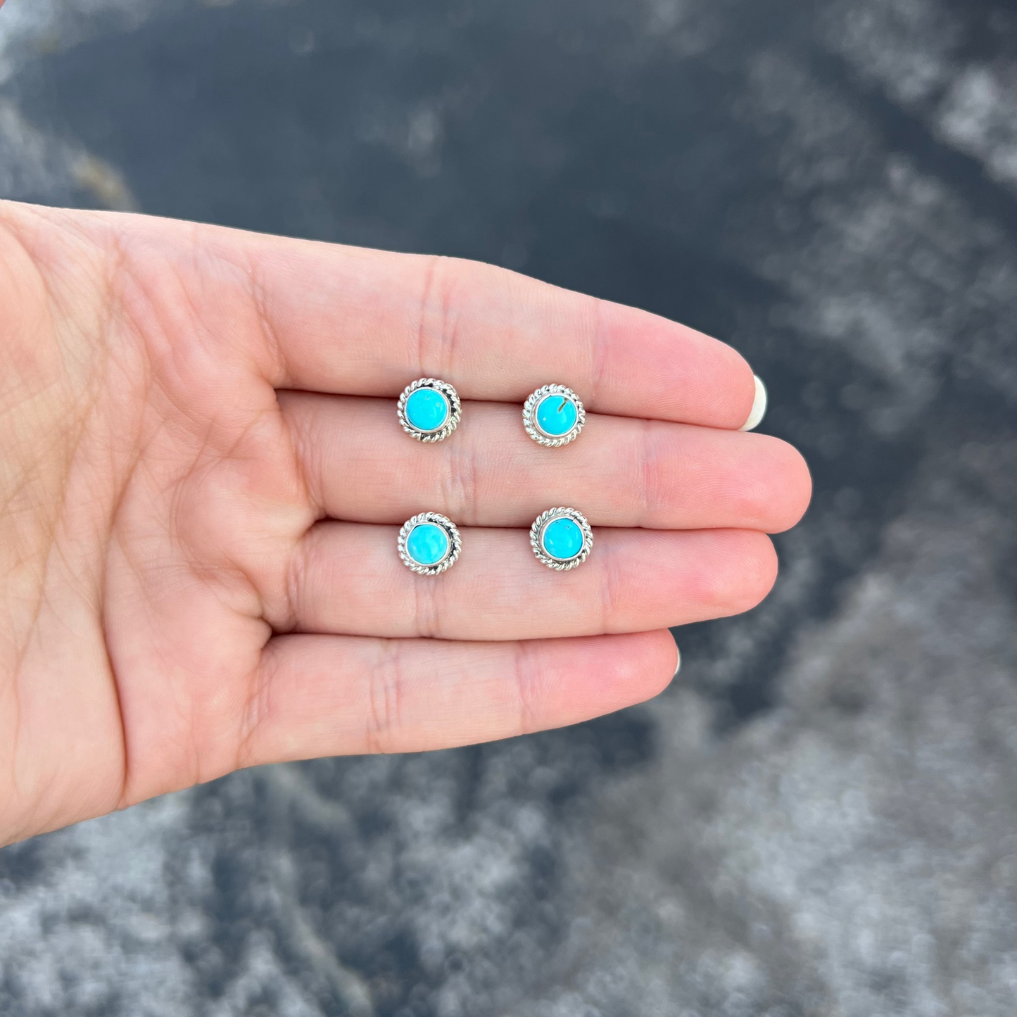 The Augusta Genuine Turquoise Sterling Silver Studs