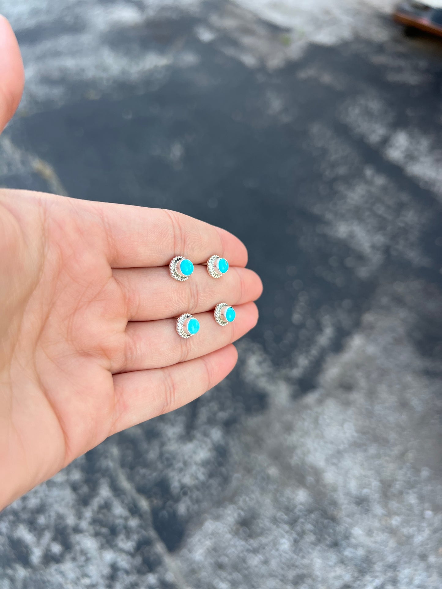 The Augusta Genuine Turquoise Sterling Silver Studs