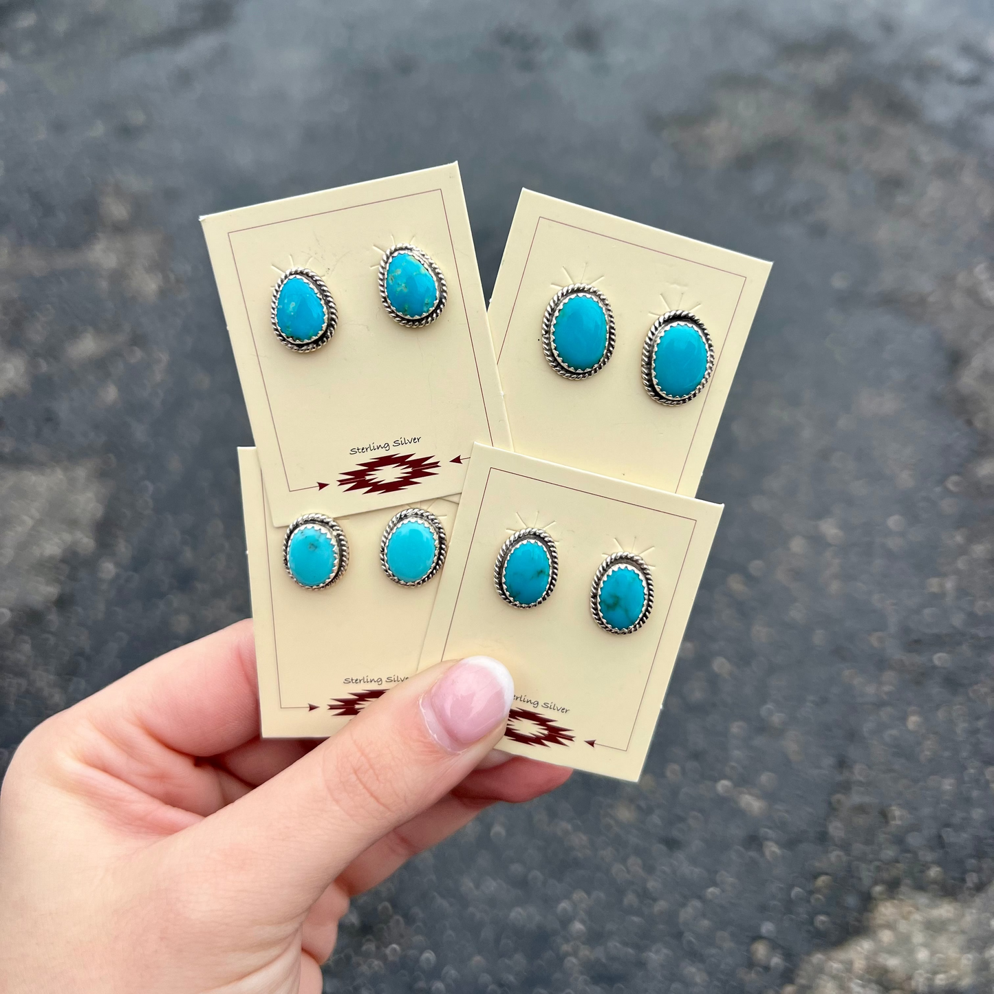 The Ebby Genuine Kingman Turquoise Sterling Silver Stud Earrings