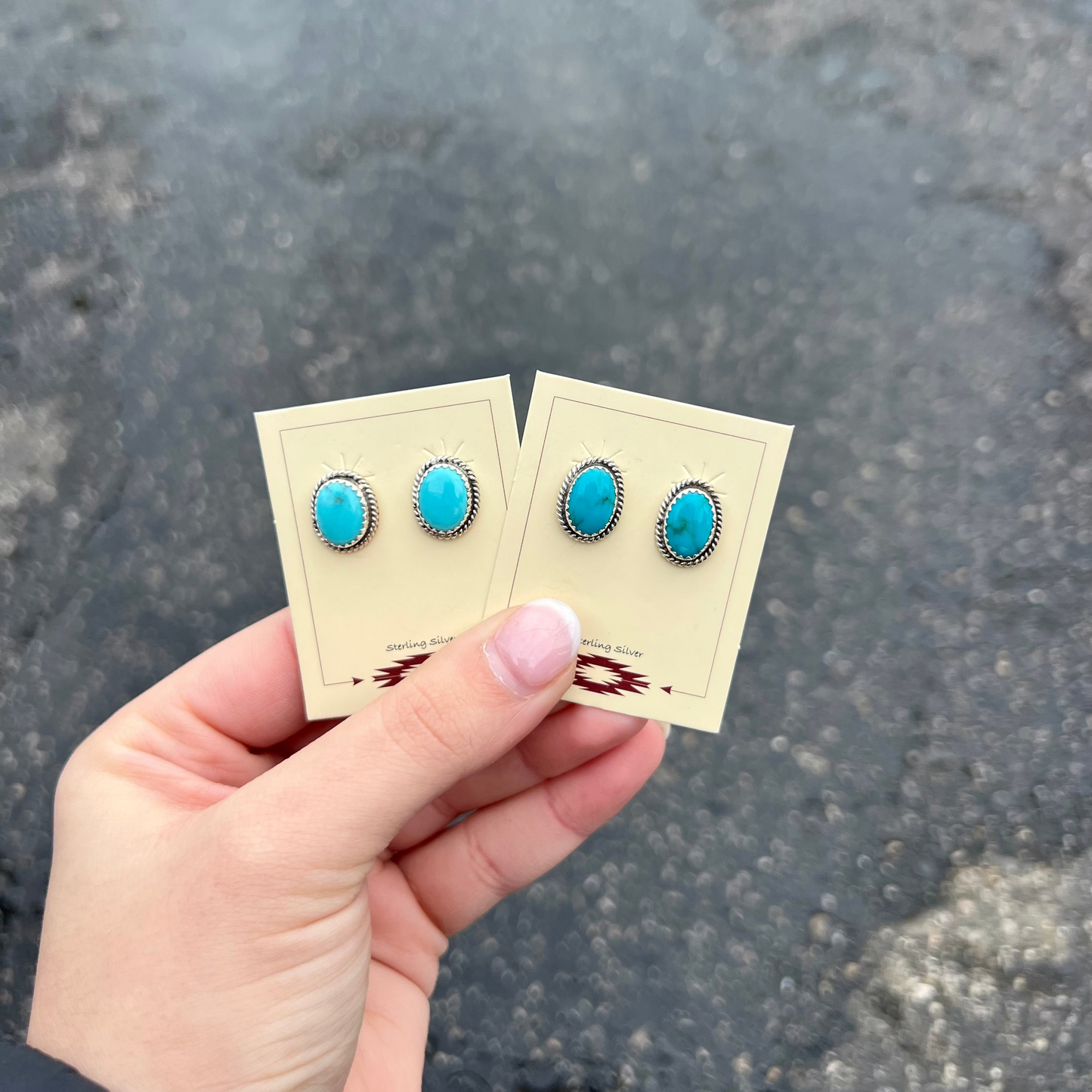 The Ebby Genuine Kingman Turquoise Sterling Silver Stud Earrings
