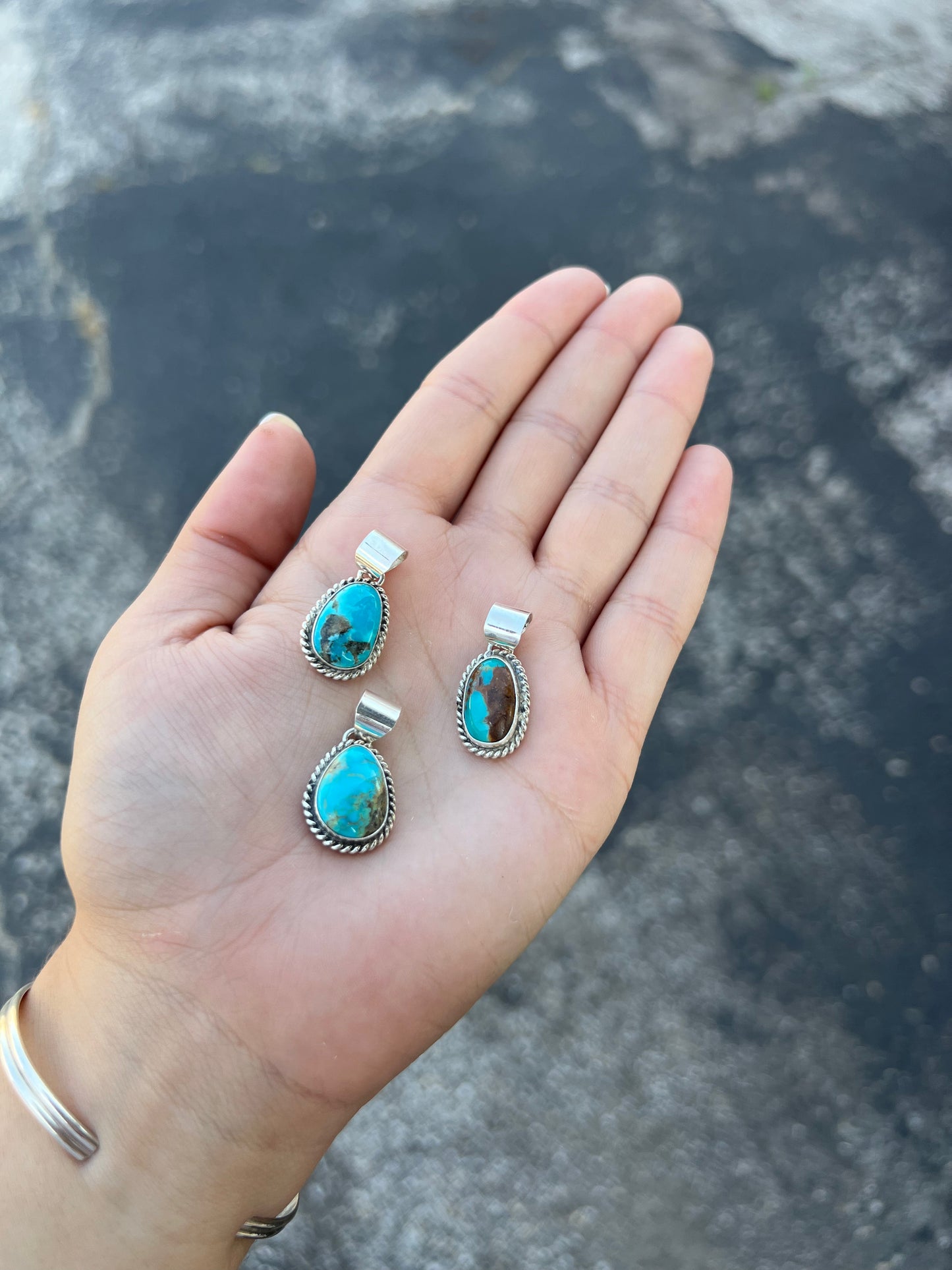 The Jessie Genuine Turquoise Sterling Silver Pendant