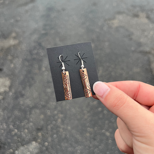 Copper Stamped Dangle Earrings