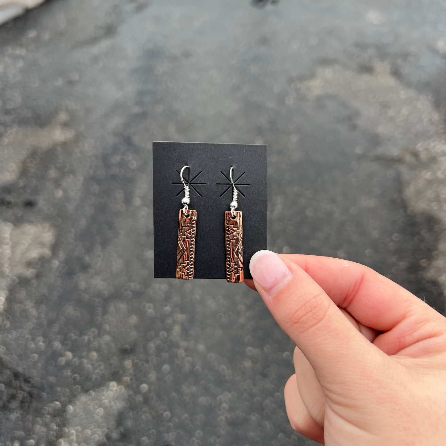 Copper Stamped Dangle Earrings