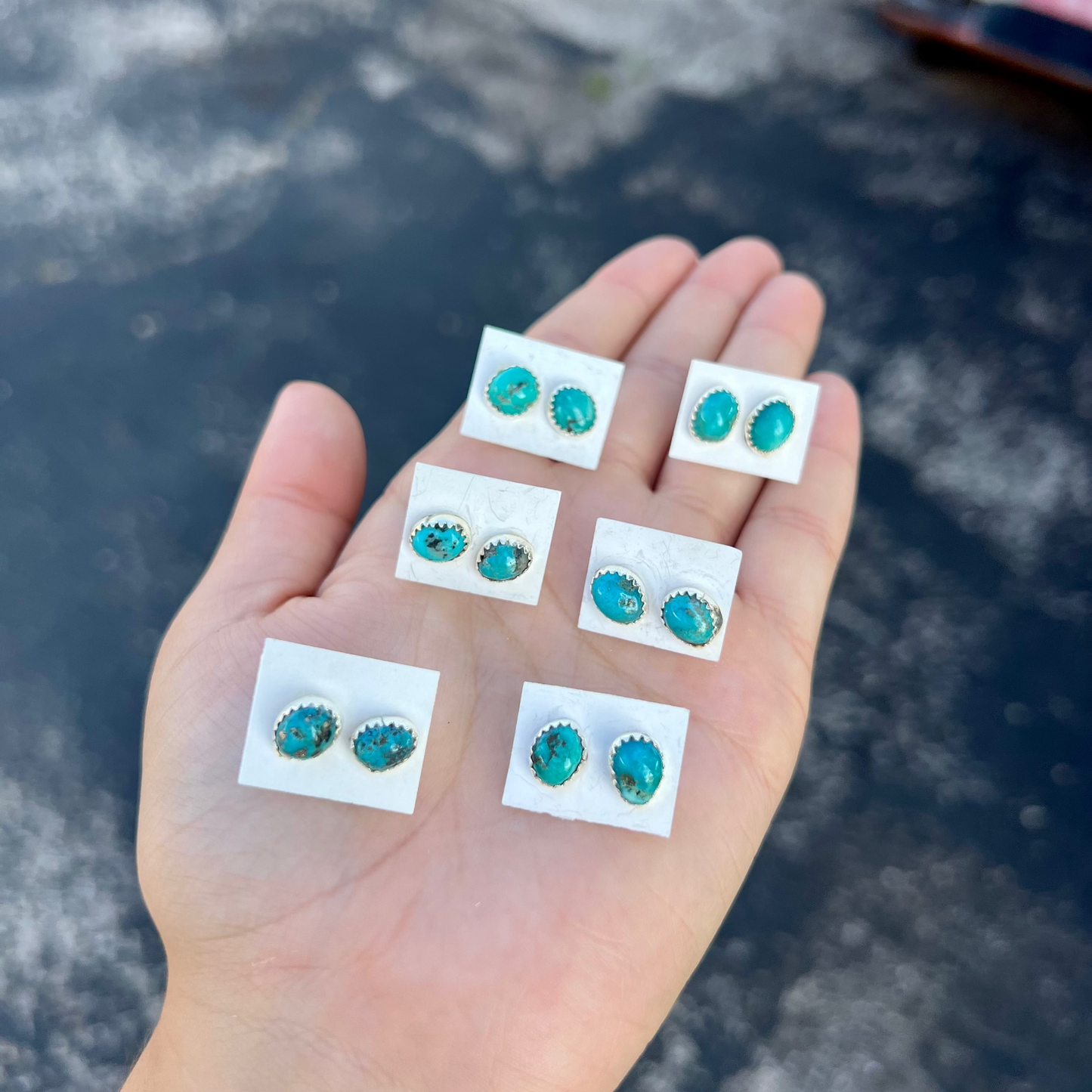 The Bristol Genuine Turquoise Sterling Silver Studs