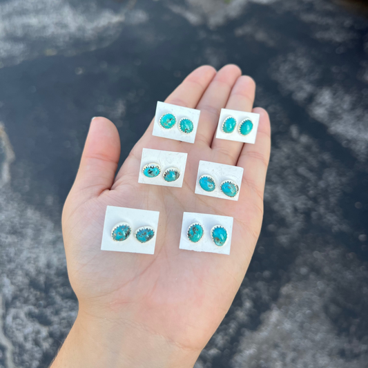 The Bristol Genuine Turquoise Sterling Silver Studs