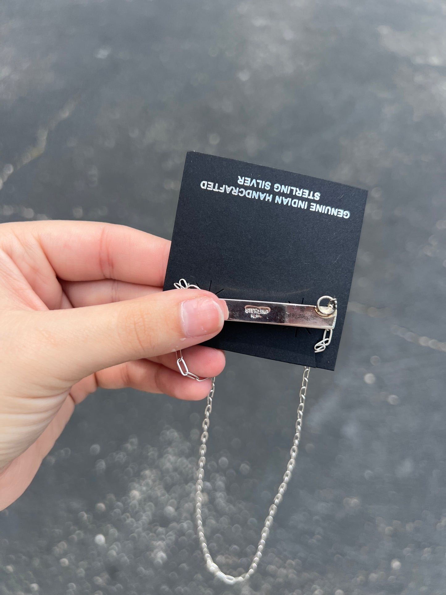 Genuine Turquoise Sterling Silver Bar Necklace