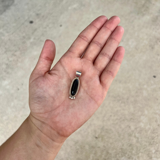 Oval Black Onyx Sterling Silver Pendant