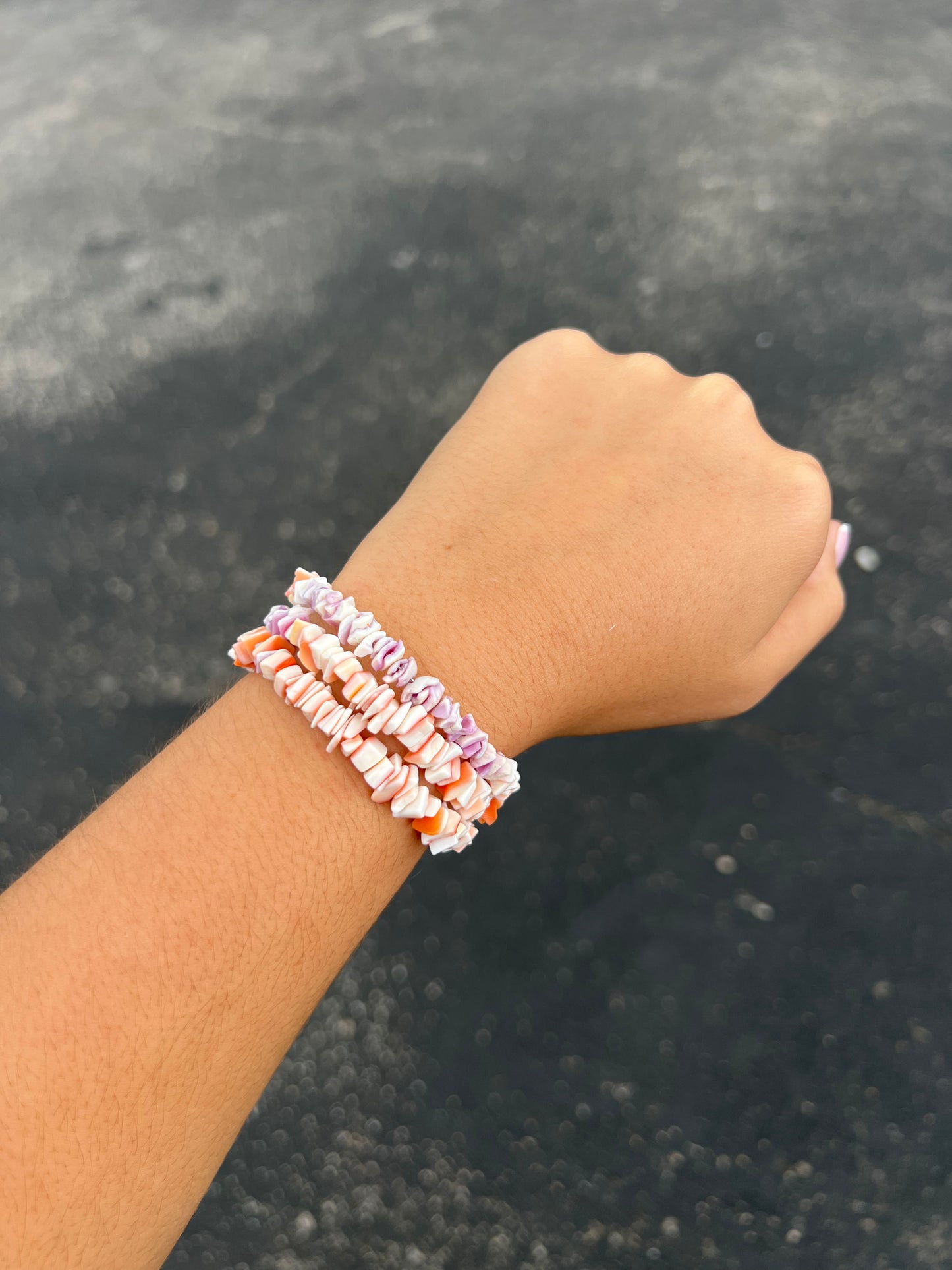 Navajo Pink and Purple Shell Nugget Wrap Bracelet