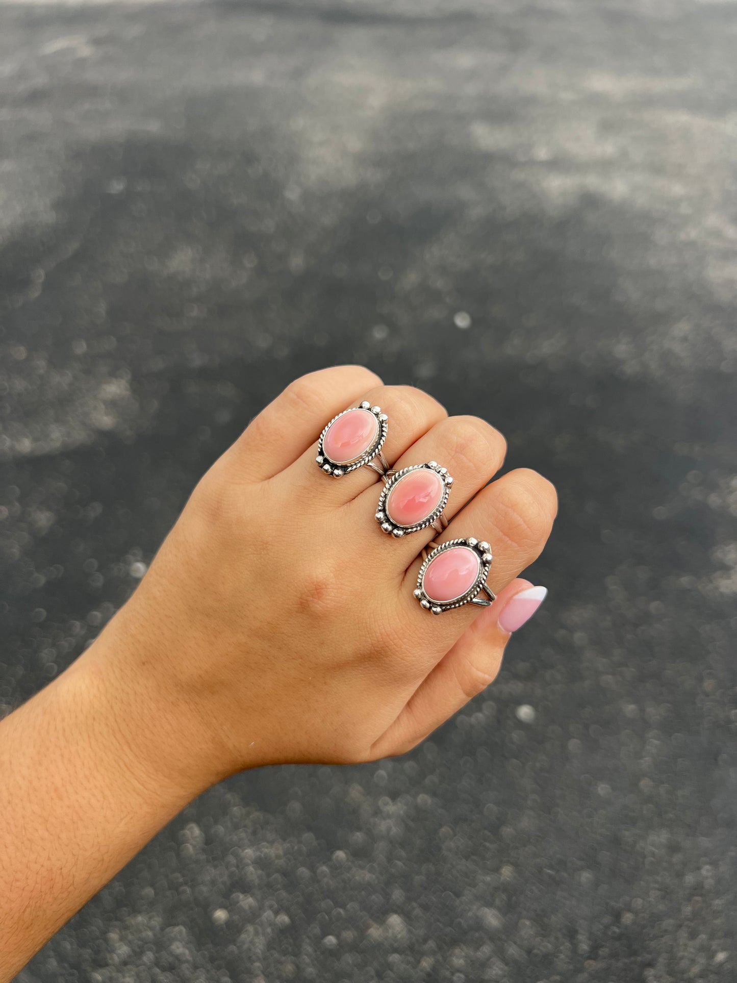 The Maggie Pink Conch Sterling Silver Ring