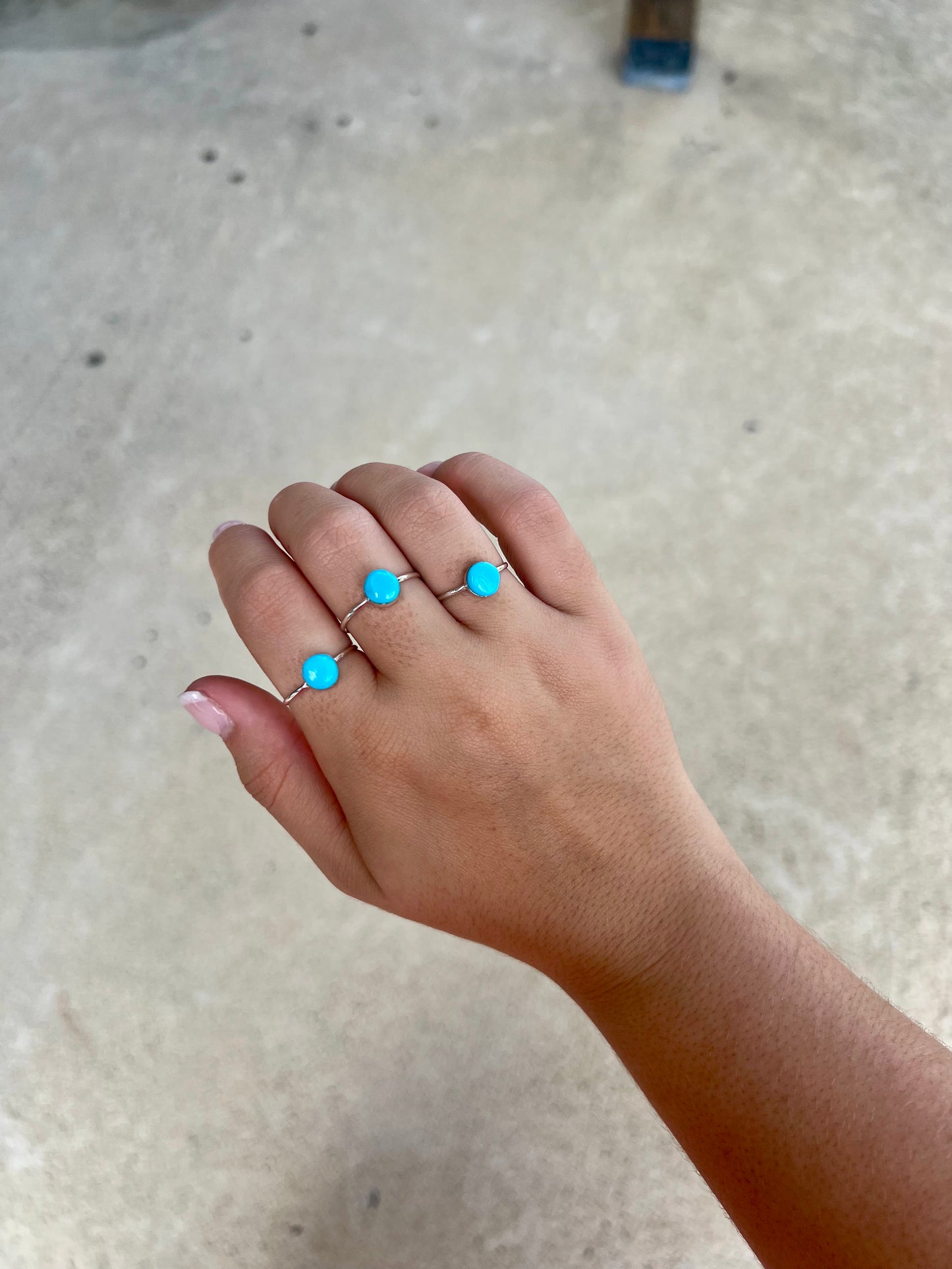 Zuni Red Skin Turquoise Inlay Sterling Silver Dot Ring