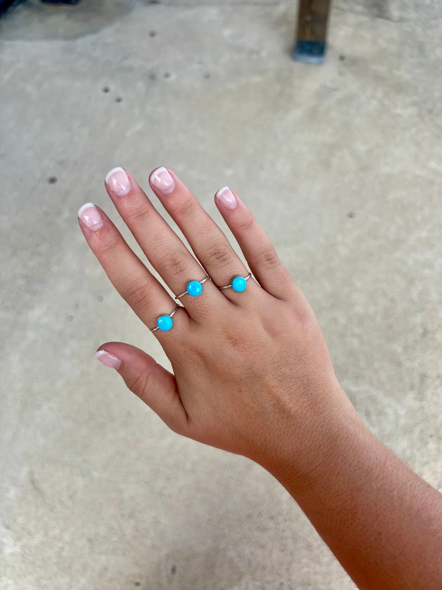 Zuni Red Skin Turquoise Inlay Sterling Silver Dot Ring