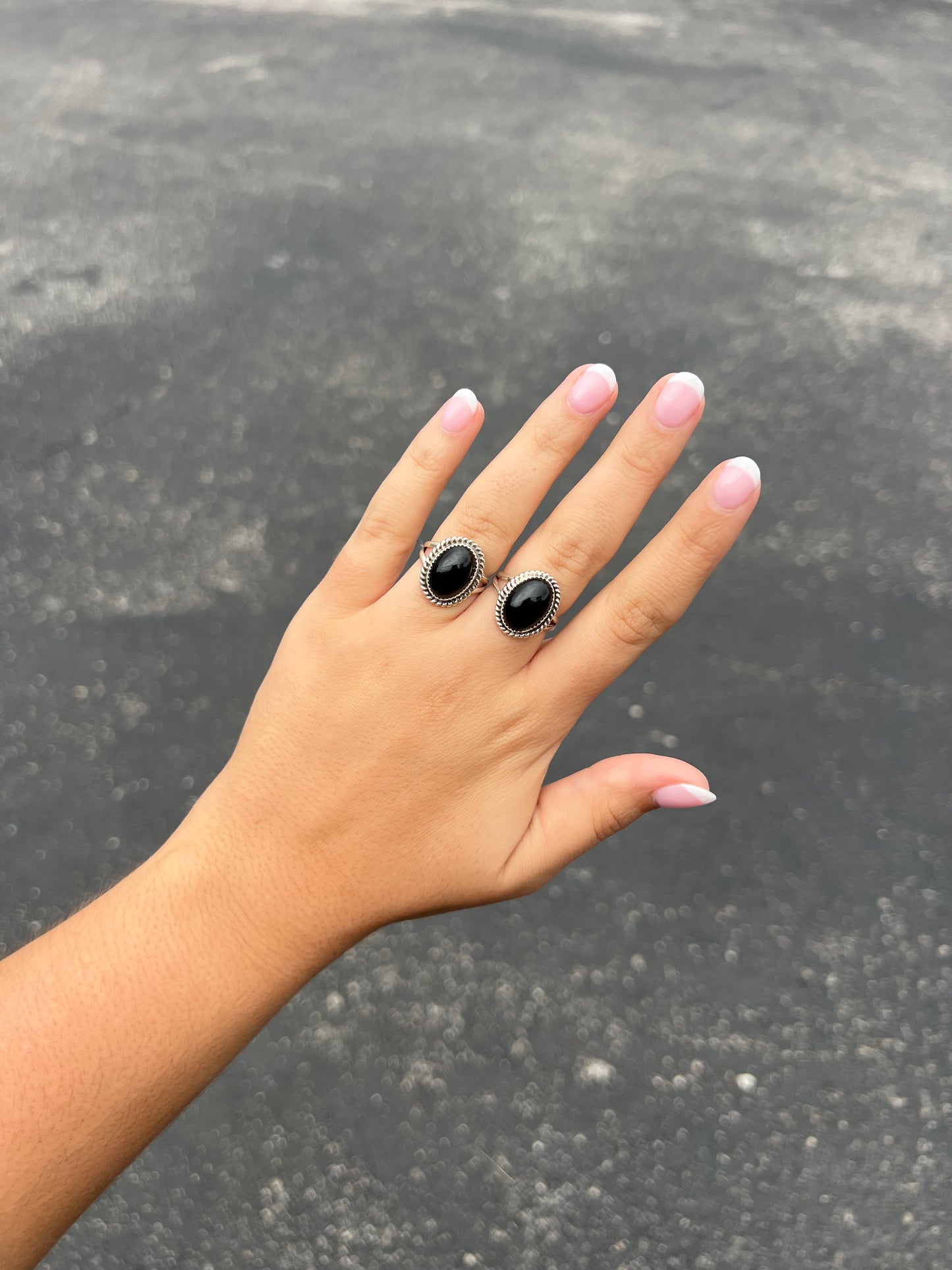 Black Onyx Oval Sterling Silver Ring