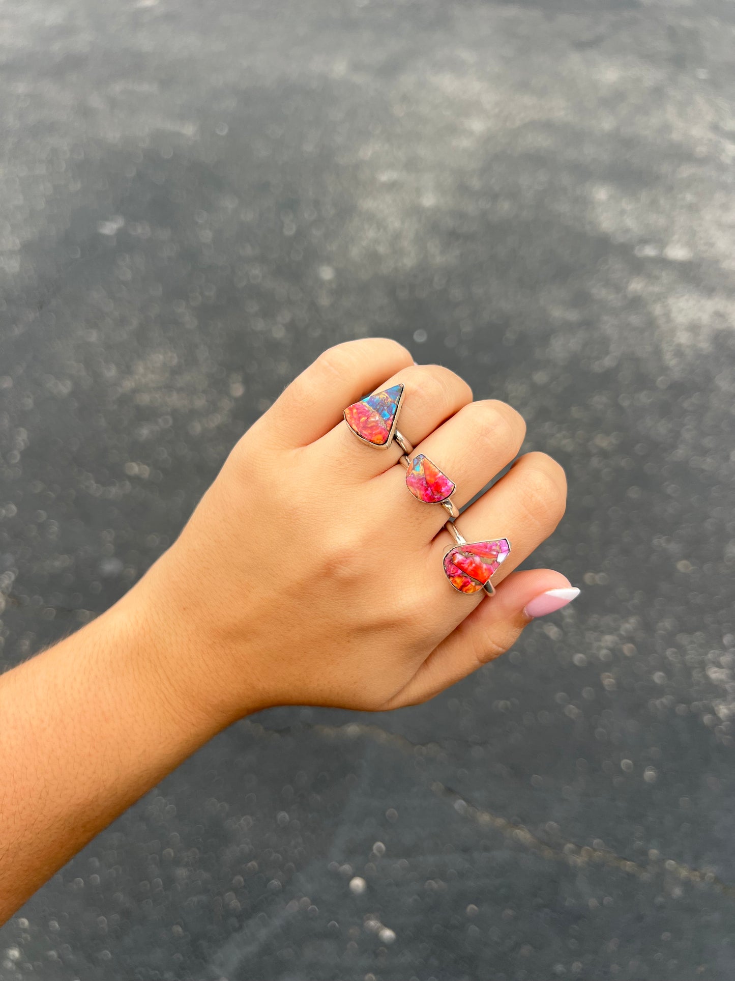 Spiny Oyster Multi Color Sterling Silver Ring