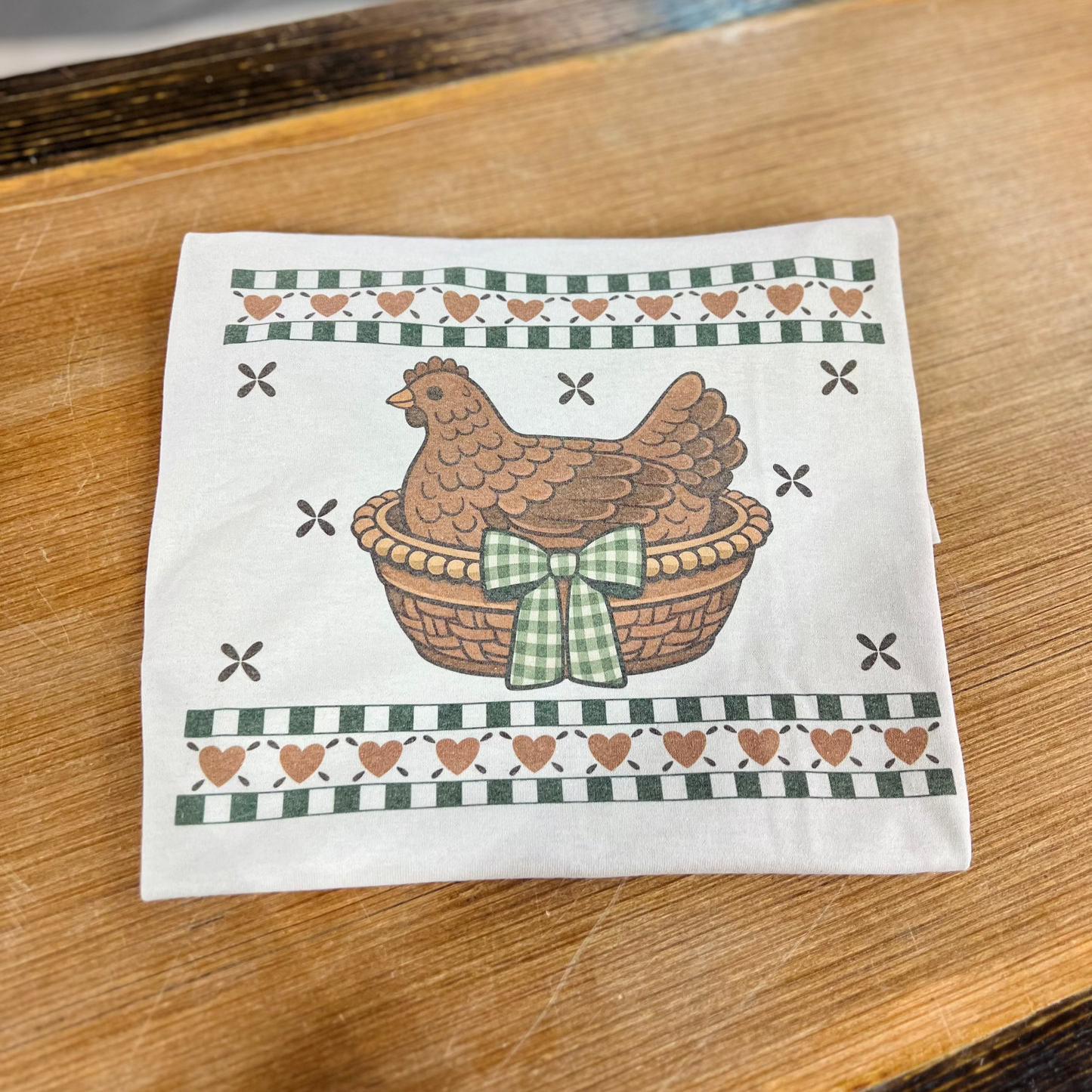 Heart Hen On a Basket Graphic Tee