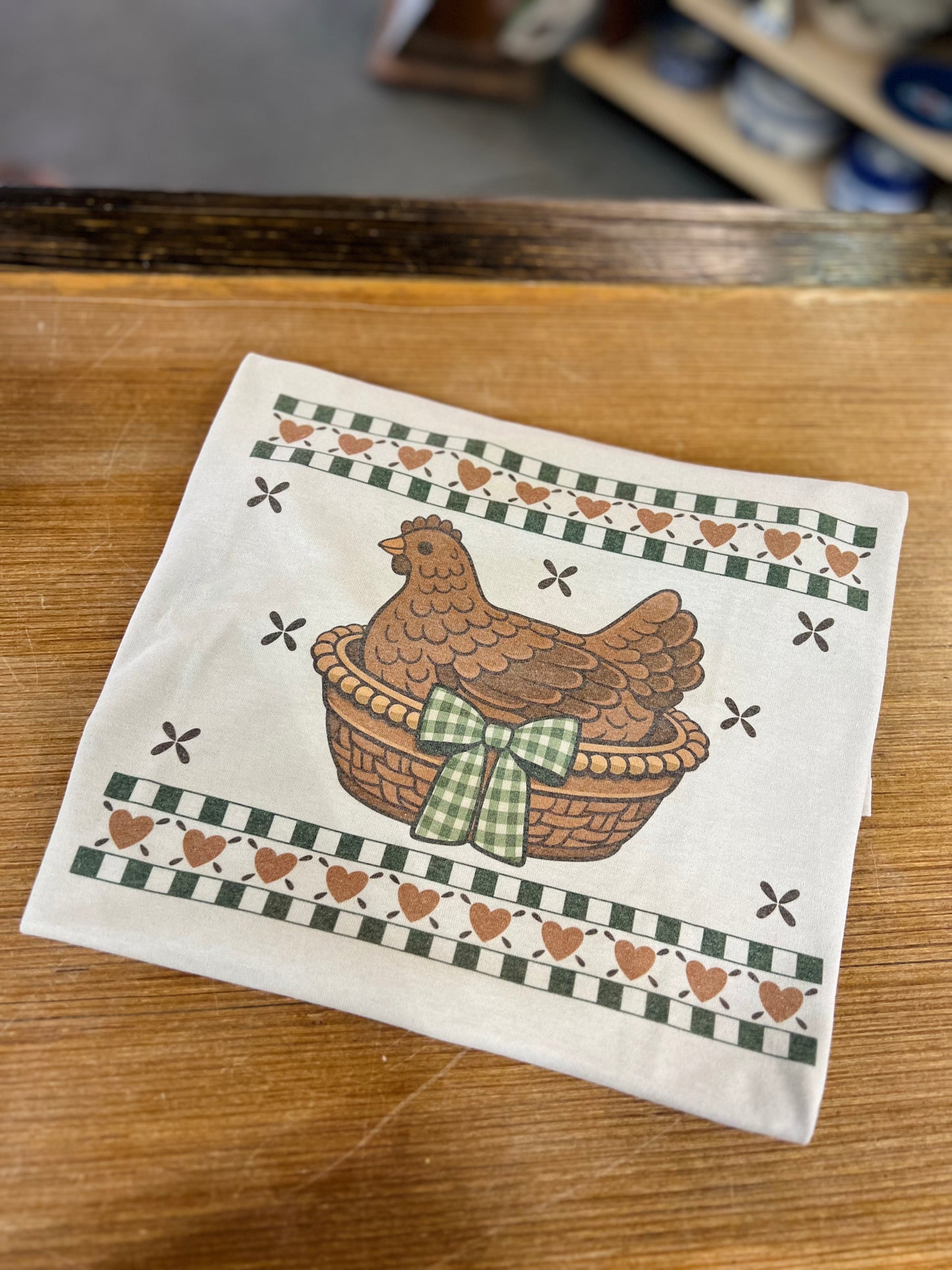 Heart Hen On a Basket Graphic Tee