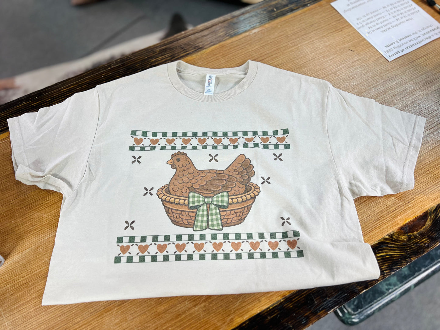 Heart Hen On a Basket Graphic Tee