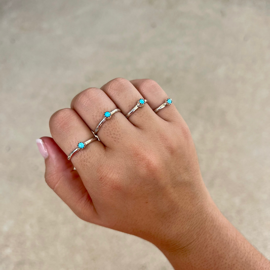 The Lil' Bitty Turquoise Stamped Sterling Silver Ring