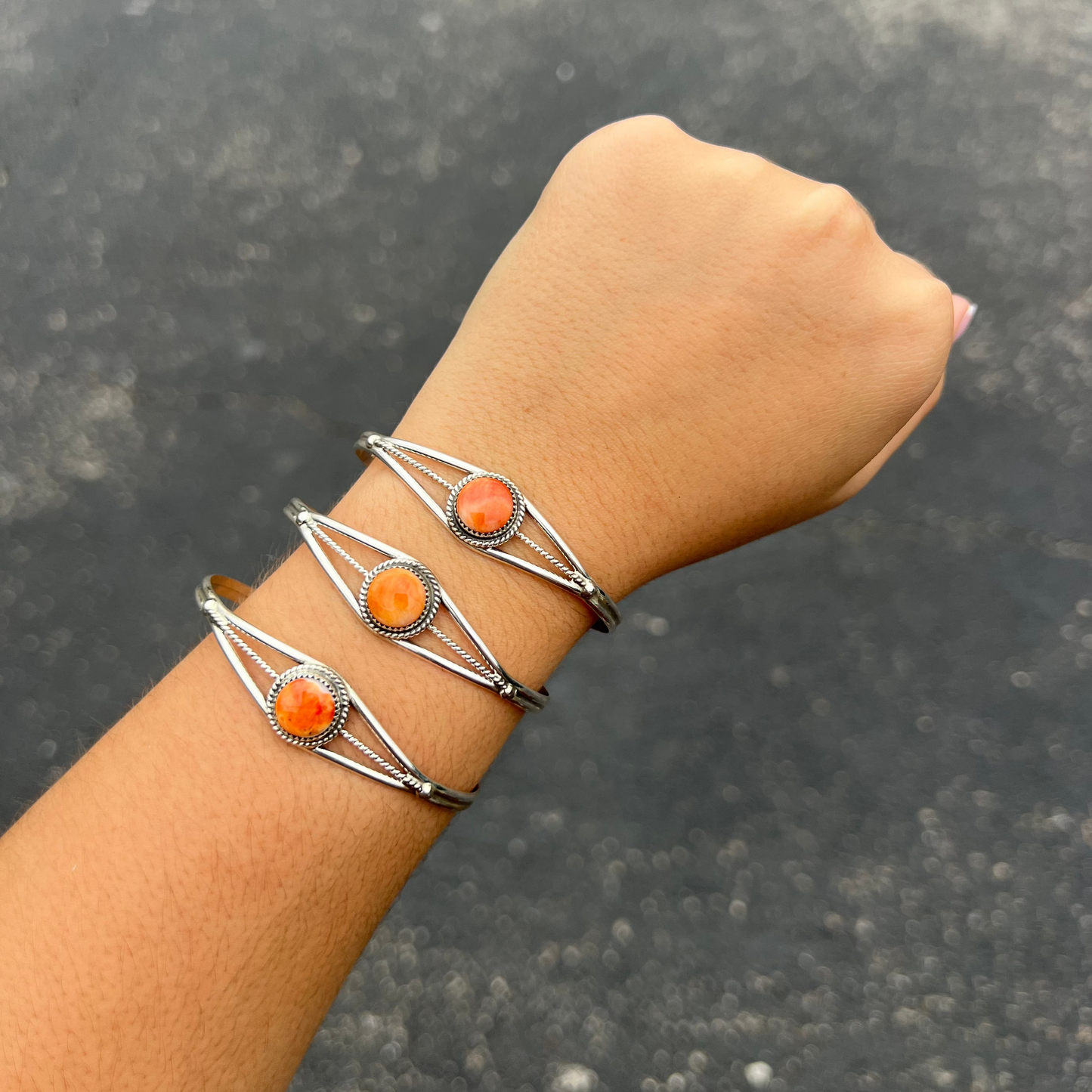 Genuine Spiny Oyster Sterling Silver Cuff Bracelet