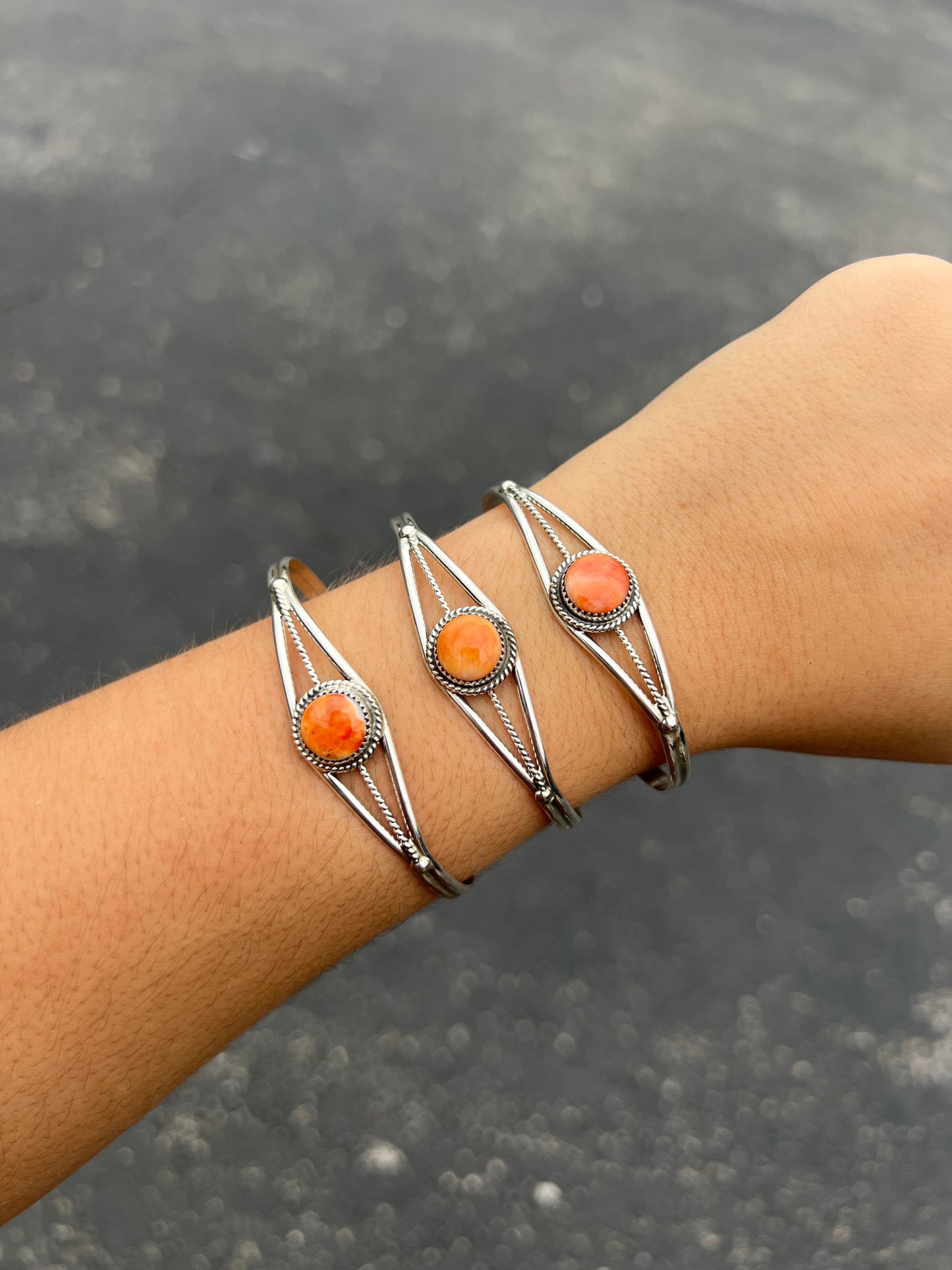 Genuine Spiny Oyster Sterling Silver Cuff Bracelet