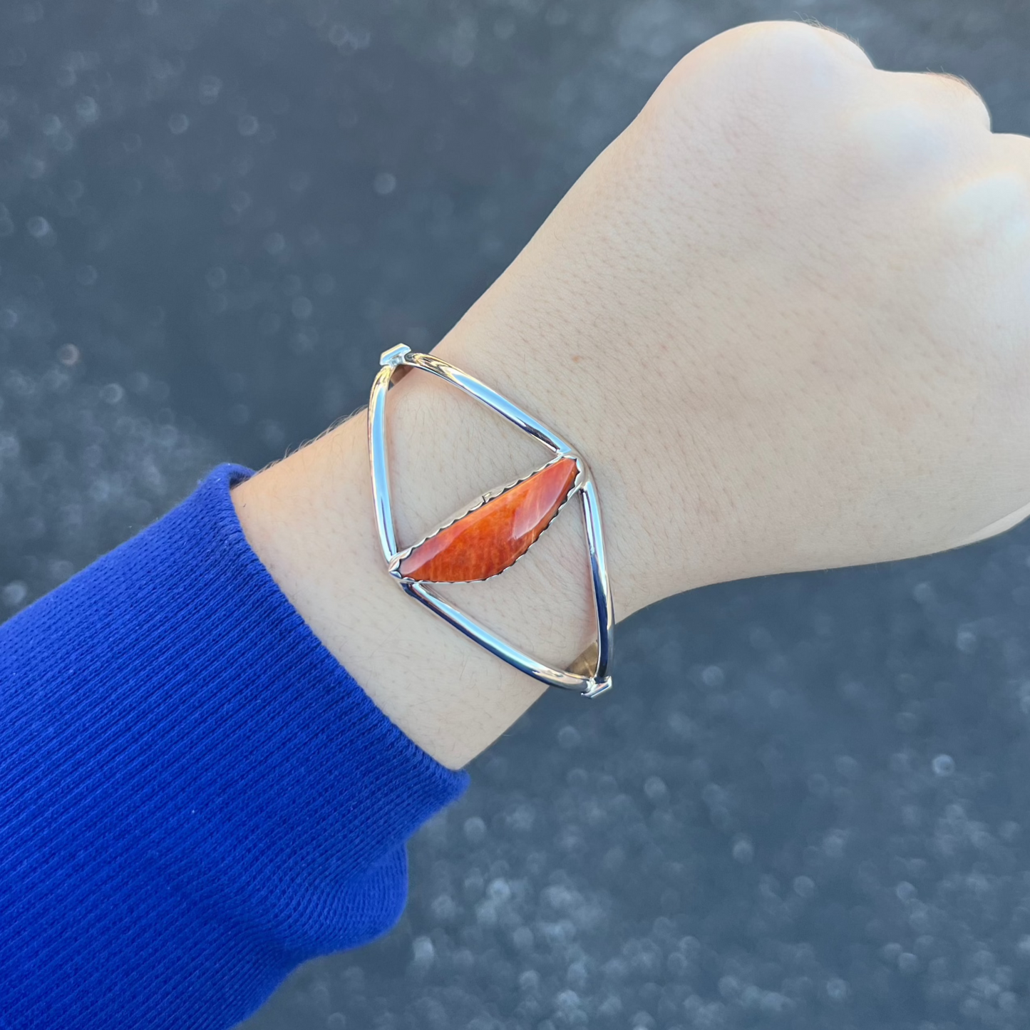 Genuine Orange Spiny Oyster Triangle Cuff