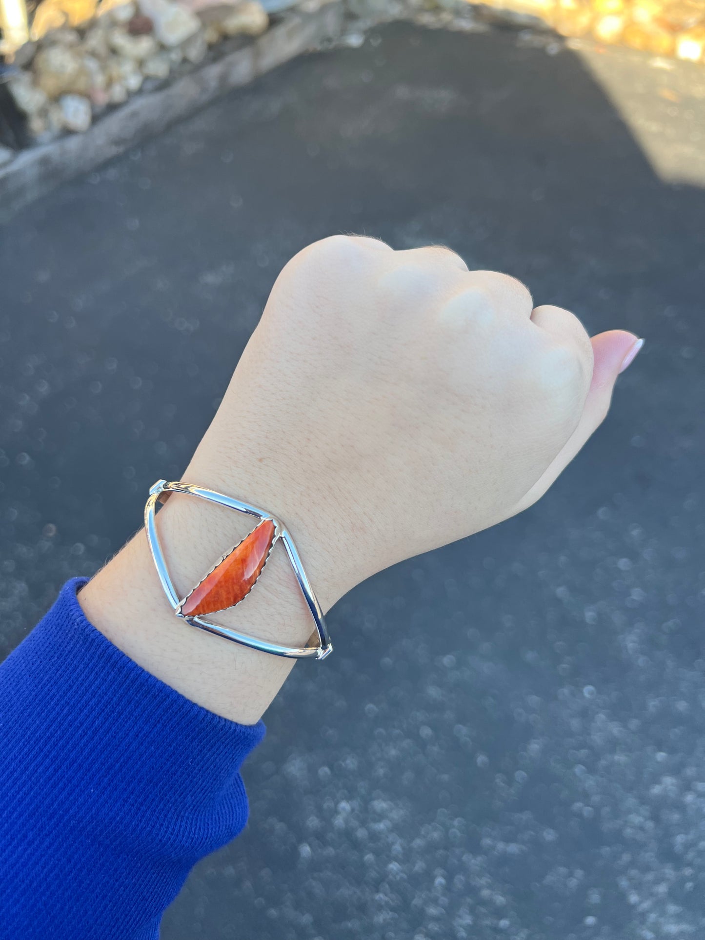 Genuine Orange Spiny Oyster Triangle Cuff