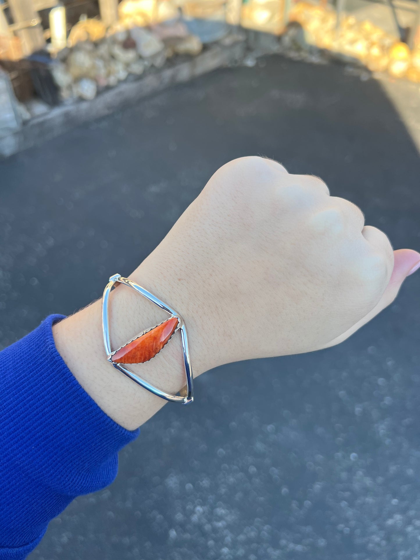 Genuine Orange Spiny Oyster Triangle Cuff