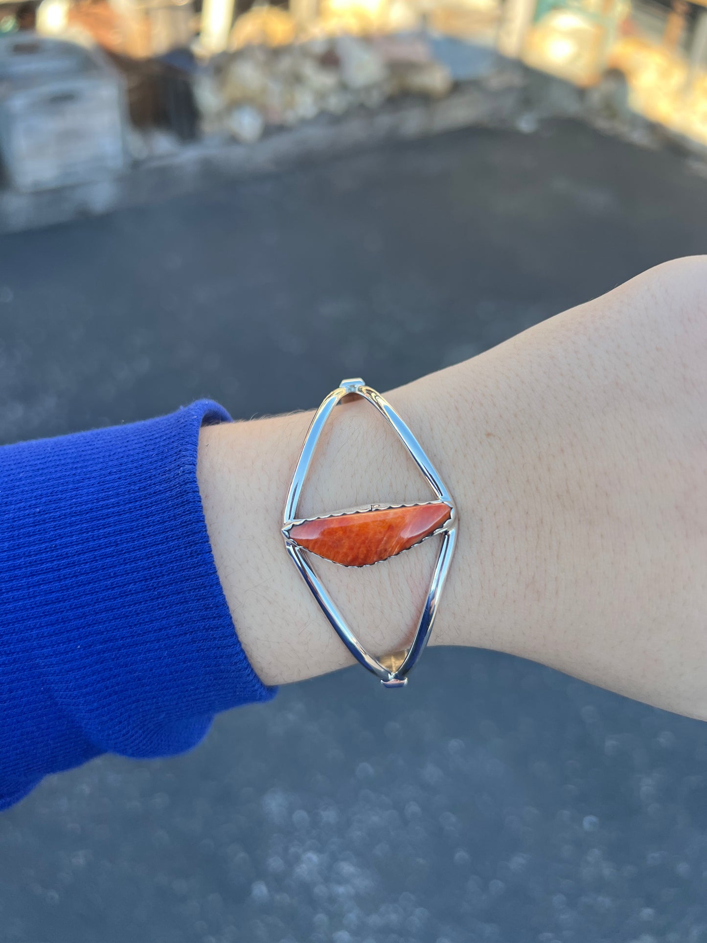 Genuine Orange Spiny Oyster Triangle Cuff