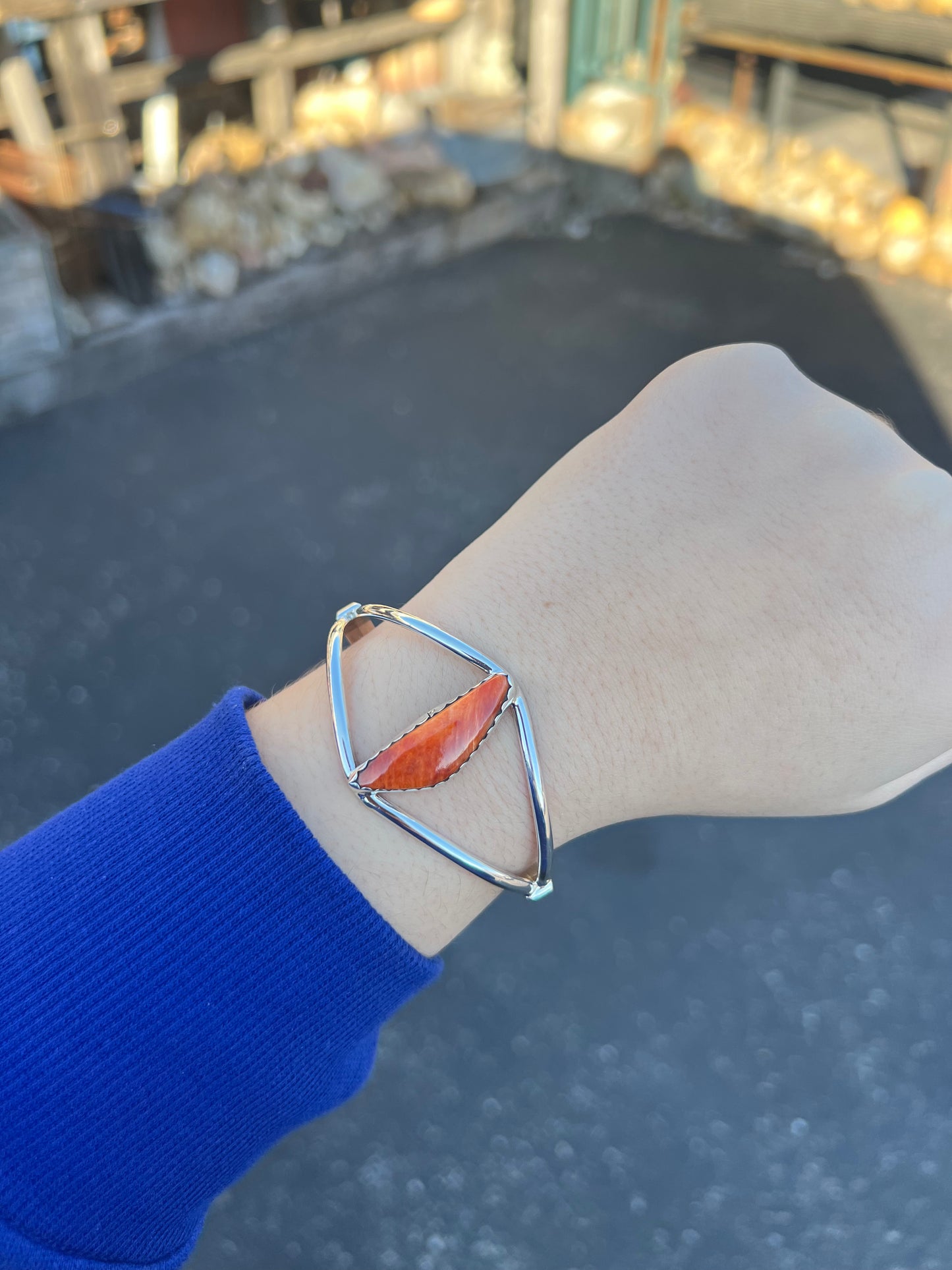 Genuine Orange Spiny Oyster Triangle Cuff