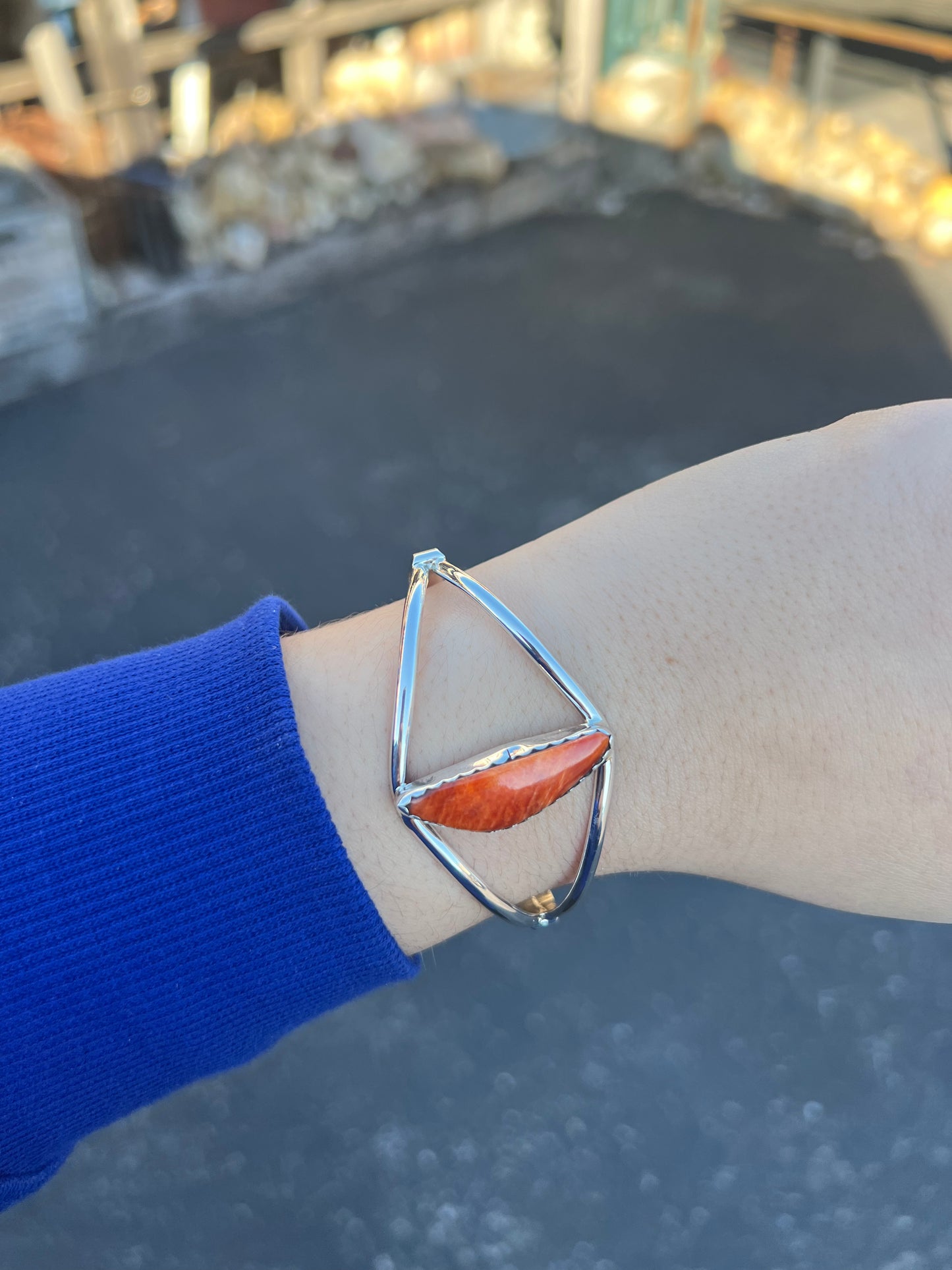 Genuine Orange Spiny Oyster Triangle Cuff