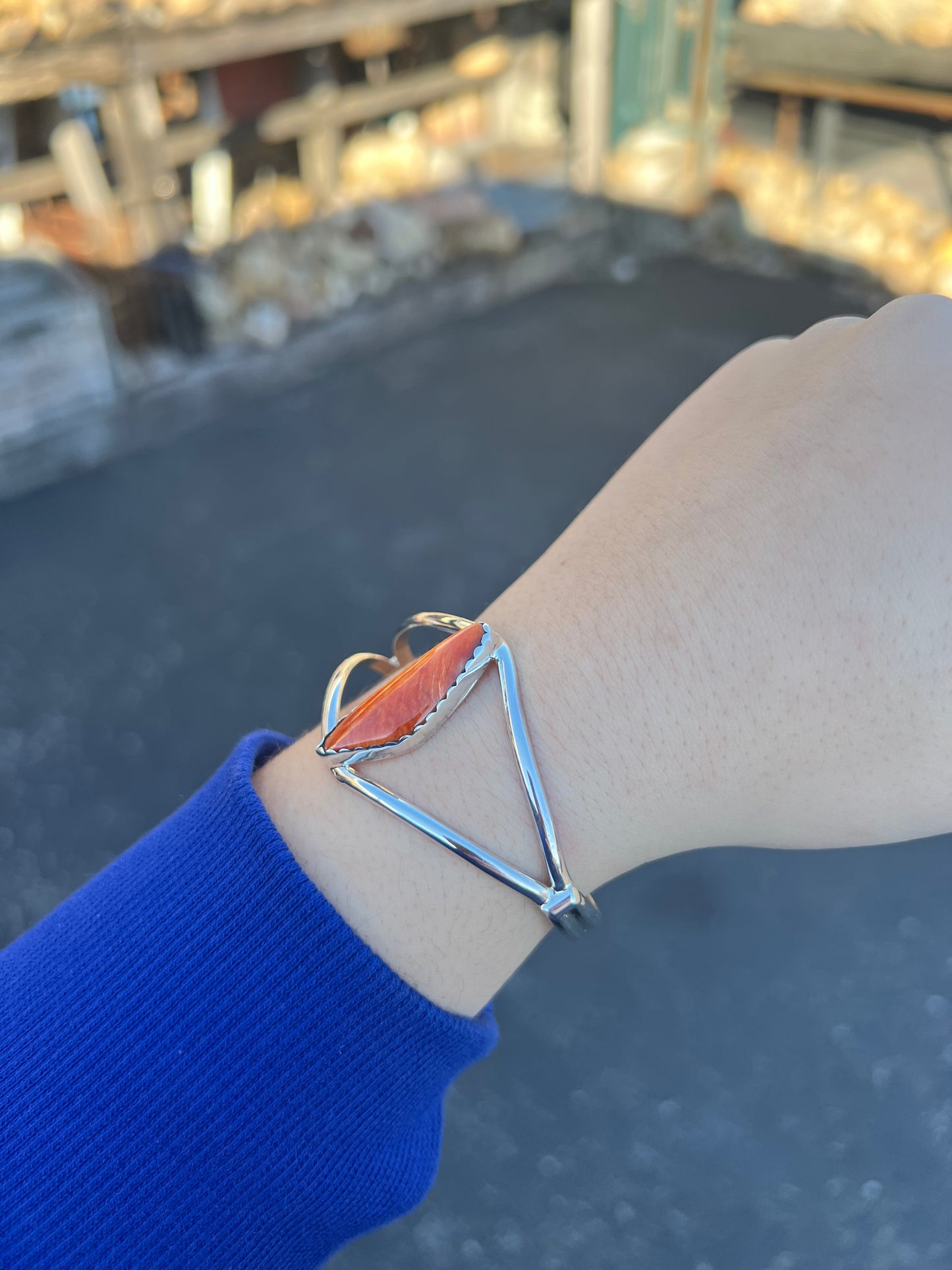 Genuine Orange Spiny Oyster Triangle Cuff