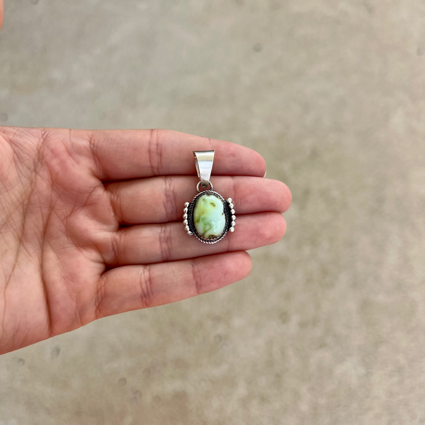 Navajo Palomino Variscite Sterling Silver Pendant