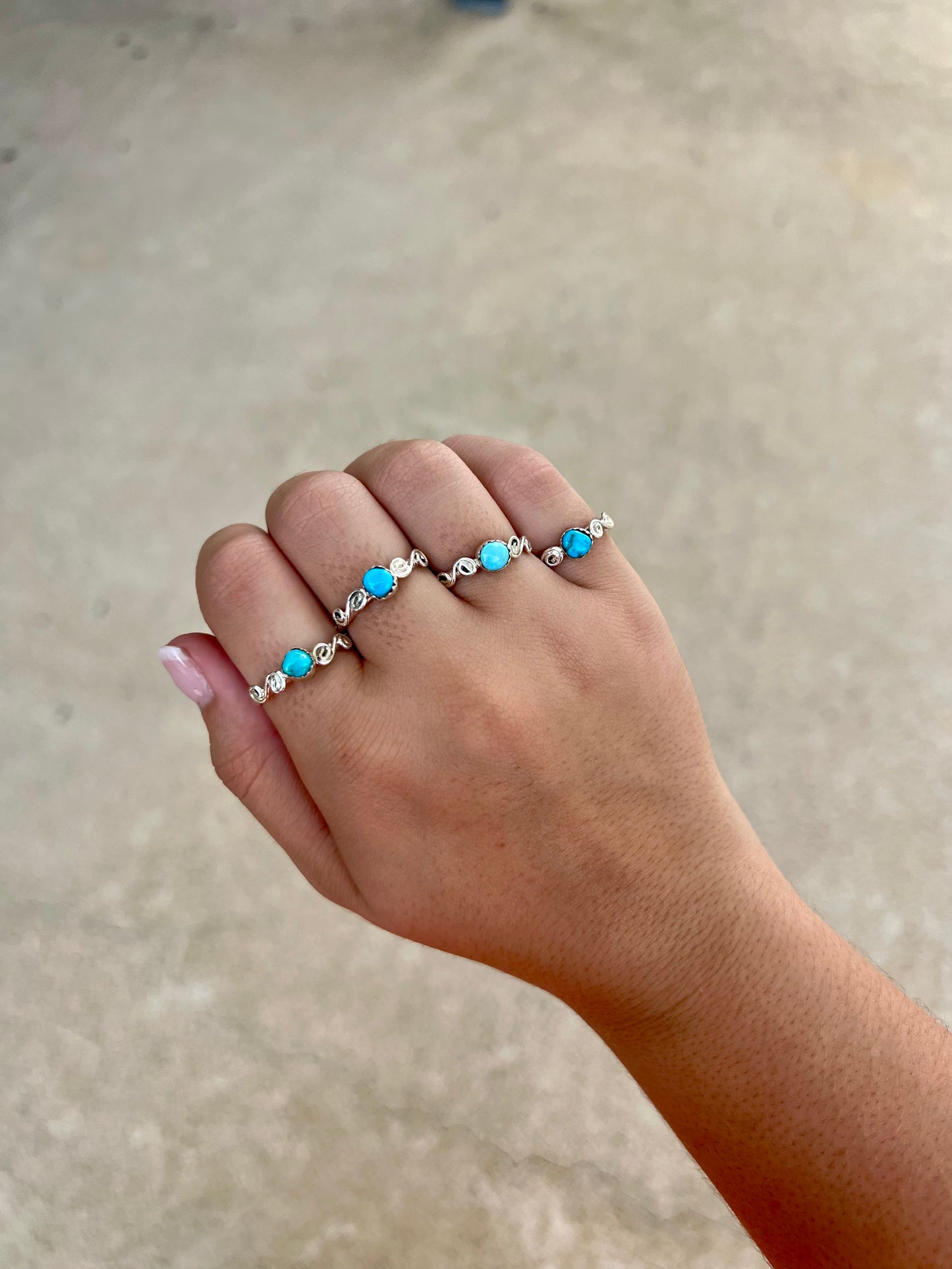 Kingman Turquoise and Swirl Sterling Silver Ring