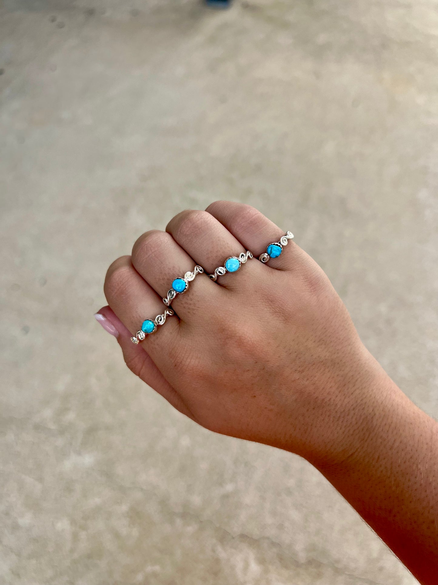 Kingman Turquoise and Swirl Sterling Silver Ring