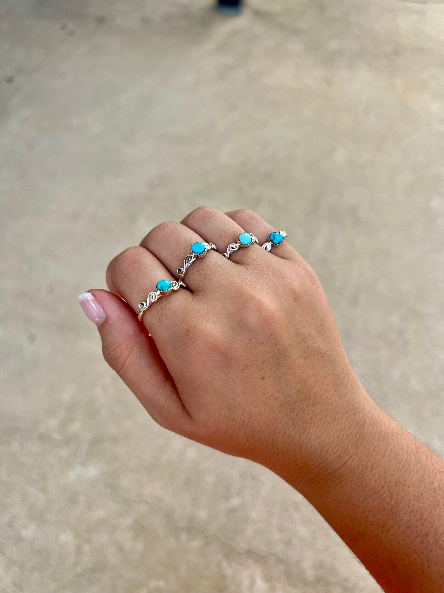 Kingman Turquoise and Swirl Sterling Silver Ring