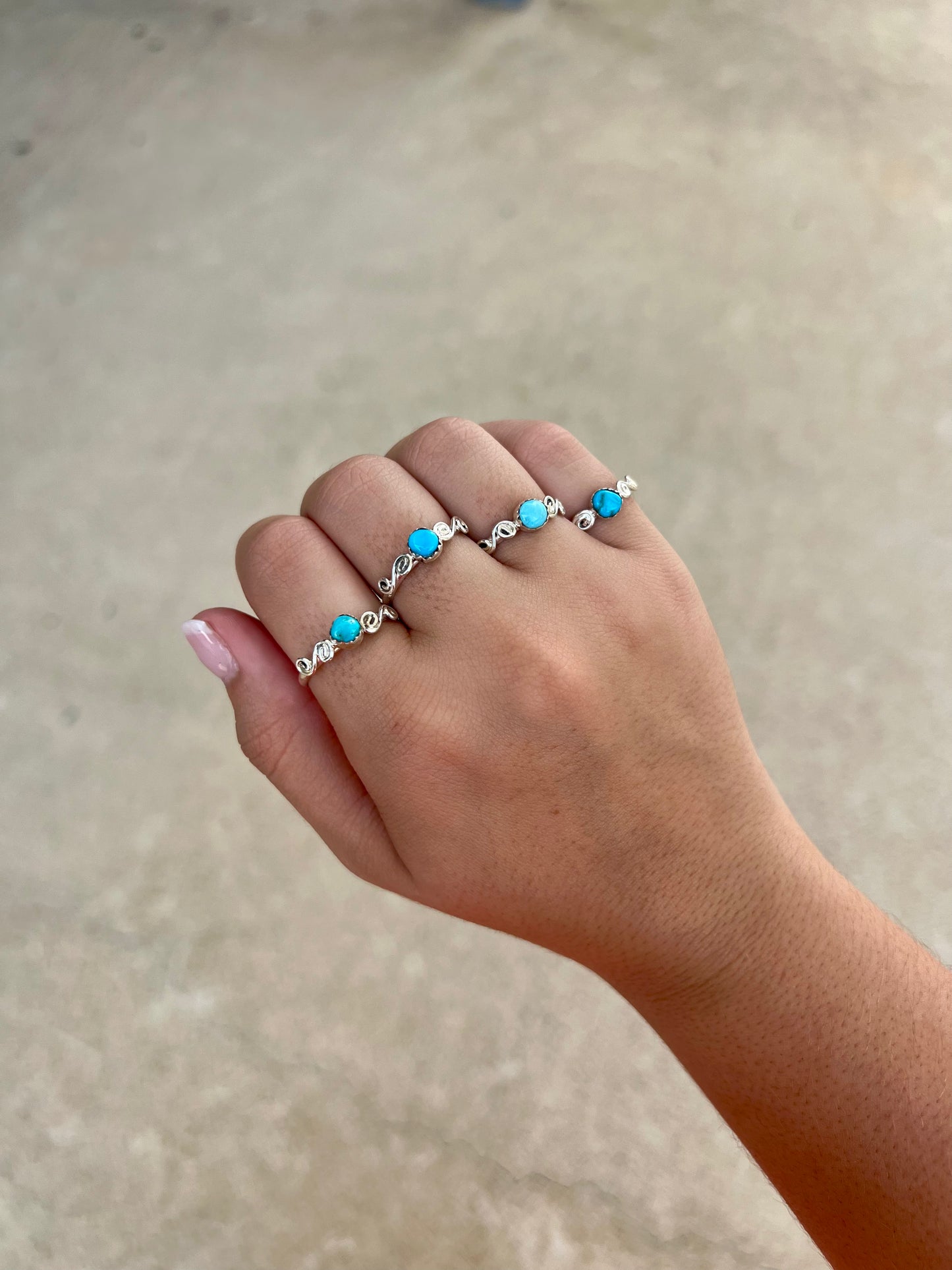Kingman Turquoise and Swirl Sterling Silver Ring