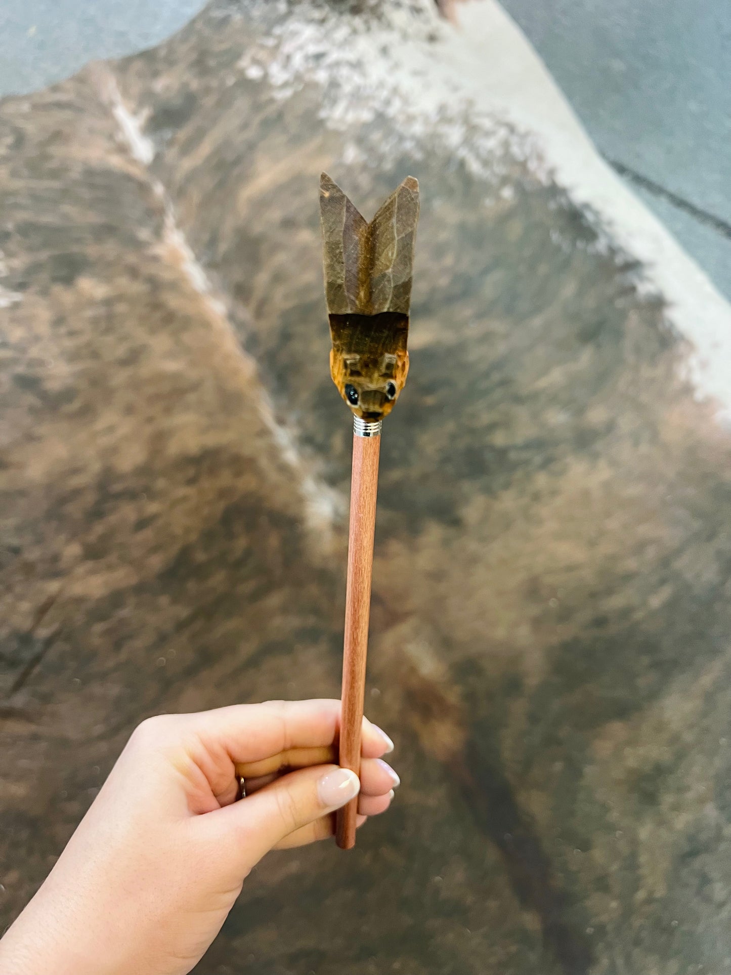 Cave Bat Hand Carved Pencil Topper