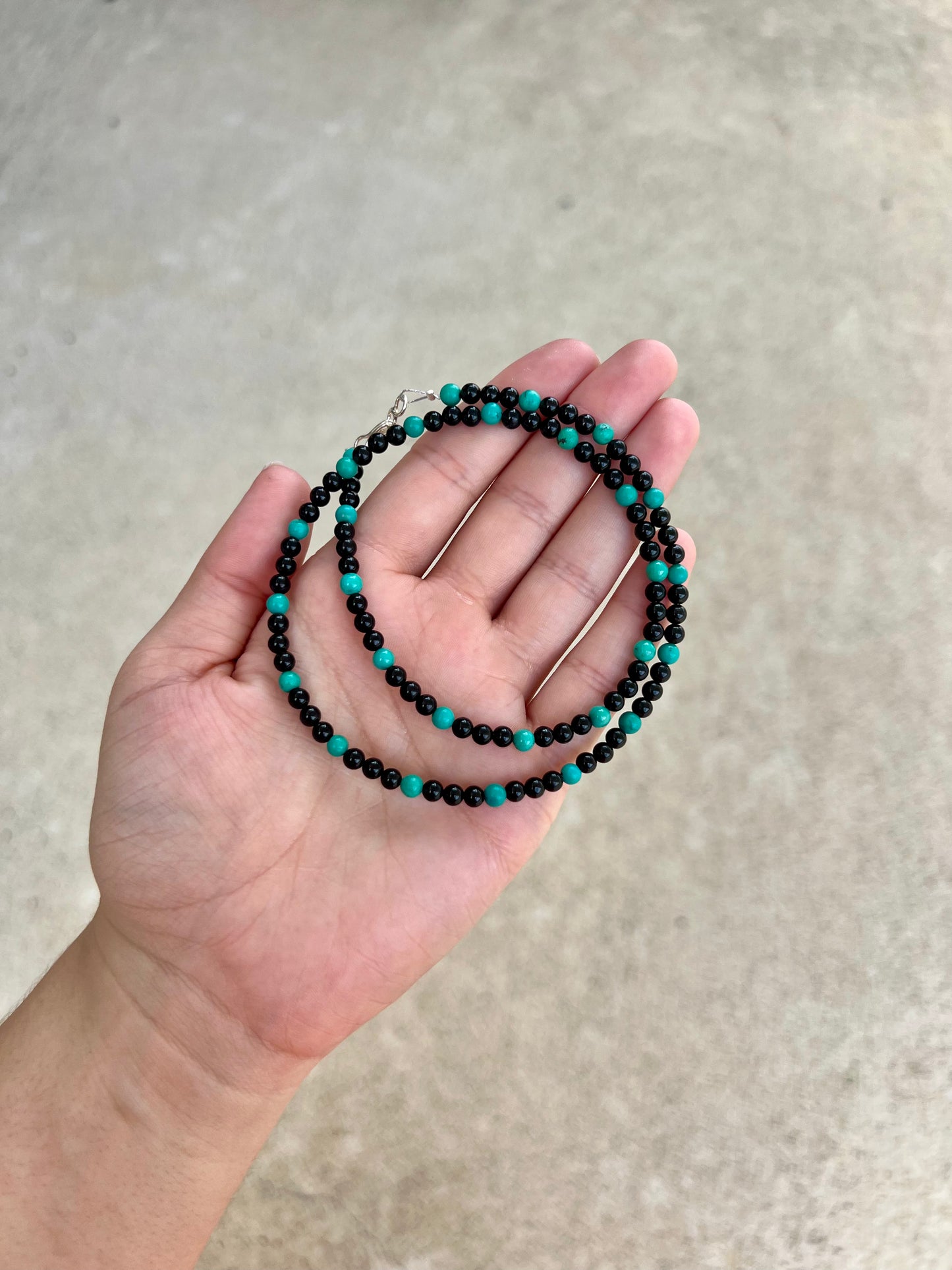Turquoise and Black Onyx Beaded Necklace