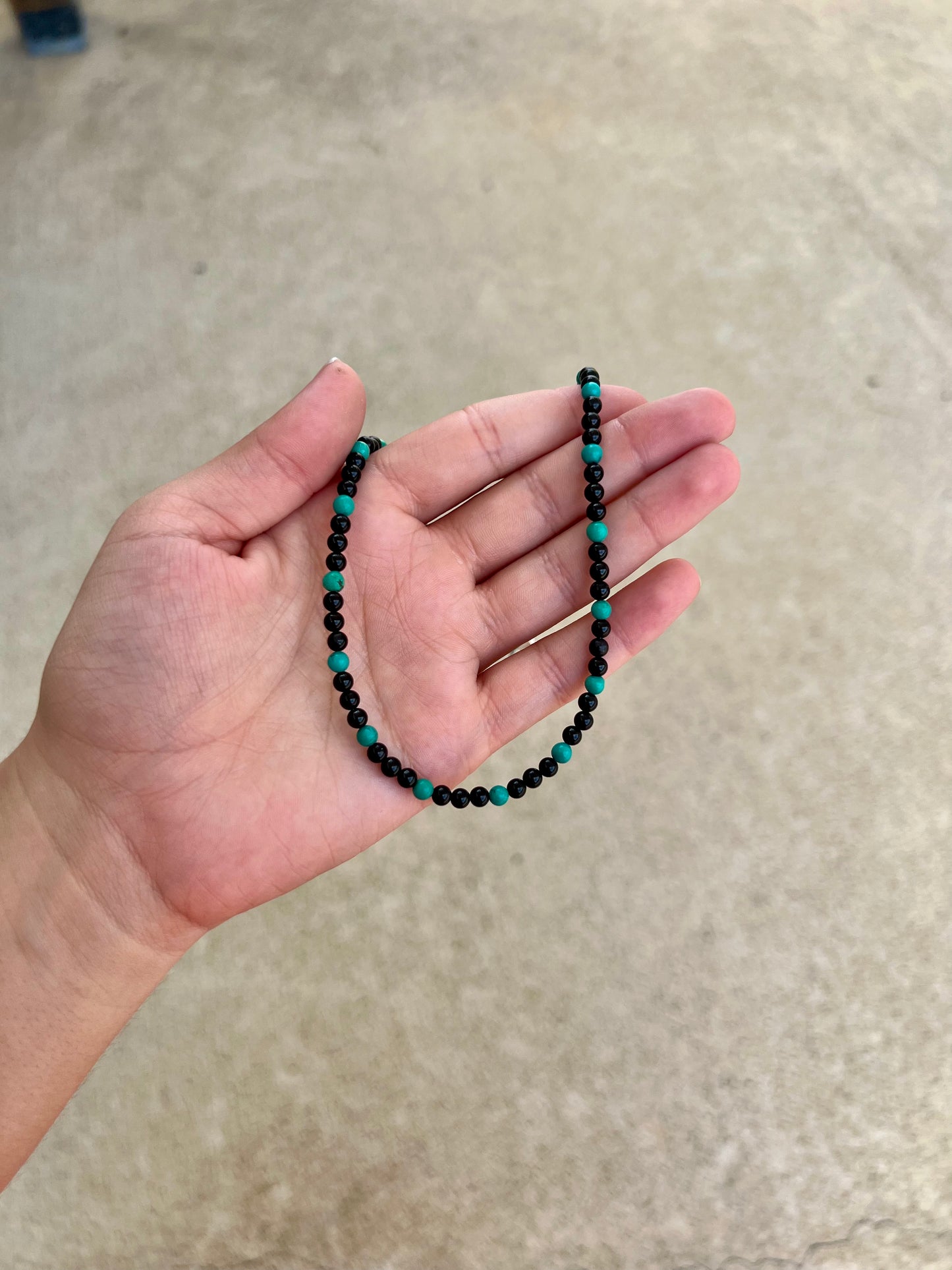 Turquoise and Black Onyx Beaded Necklace