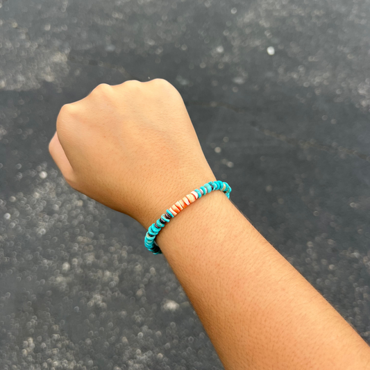 The Tybee Orange Spiny Oyster and Turquoise Bracelet